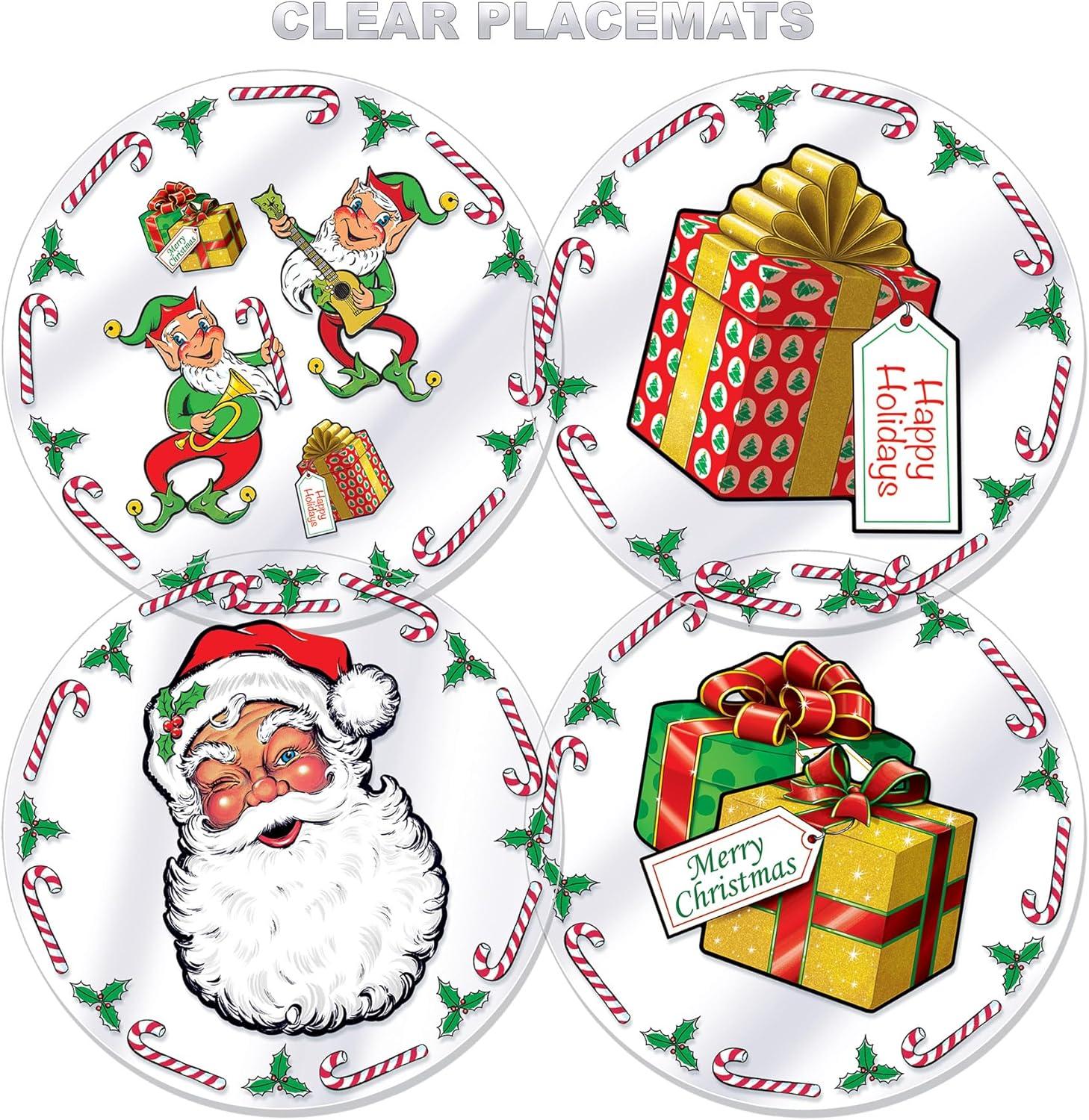 Beistle Plastic Santa's Workshop Placemats, 13", (4/Pkg) Multicolored