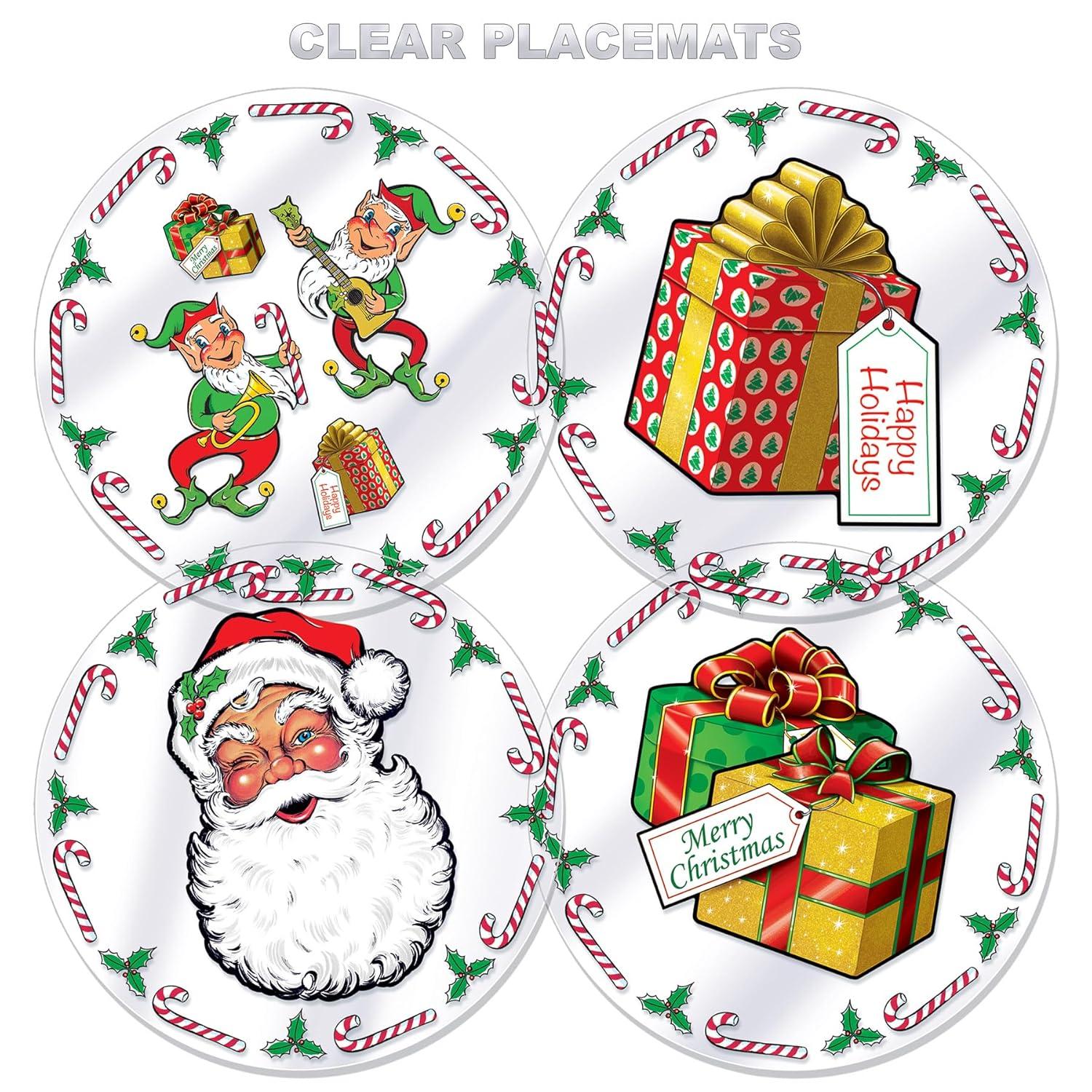 Beistle Plastic Santa's Workshop Placemats, 13", (4/Pkg) Multicolored