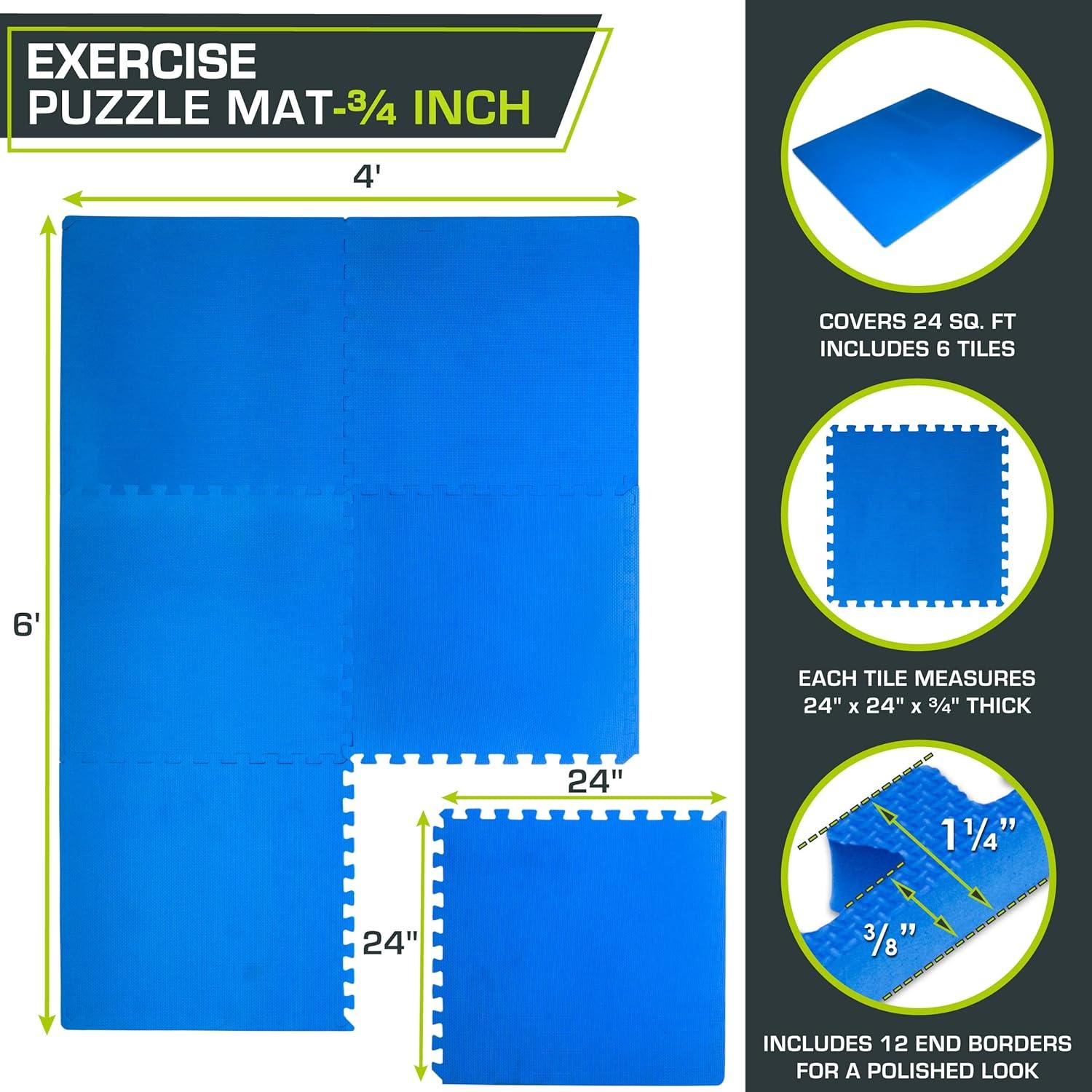 ProsourceFit Exercise Puzzle Mat, 24"x24" Tiles