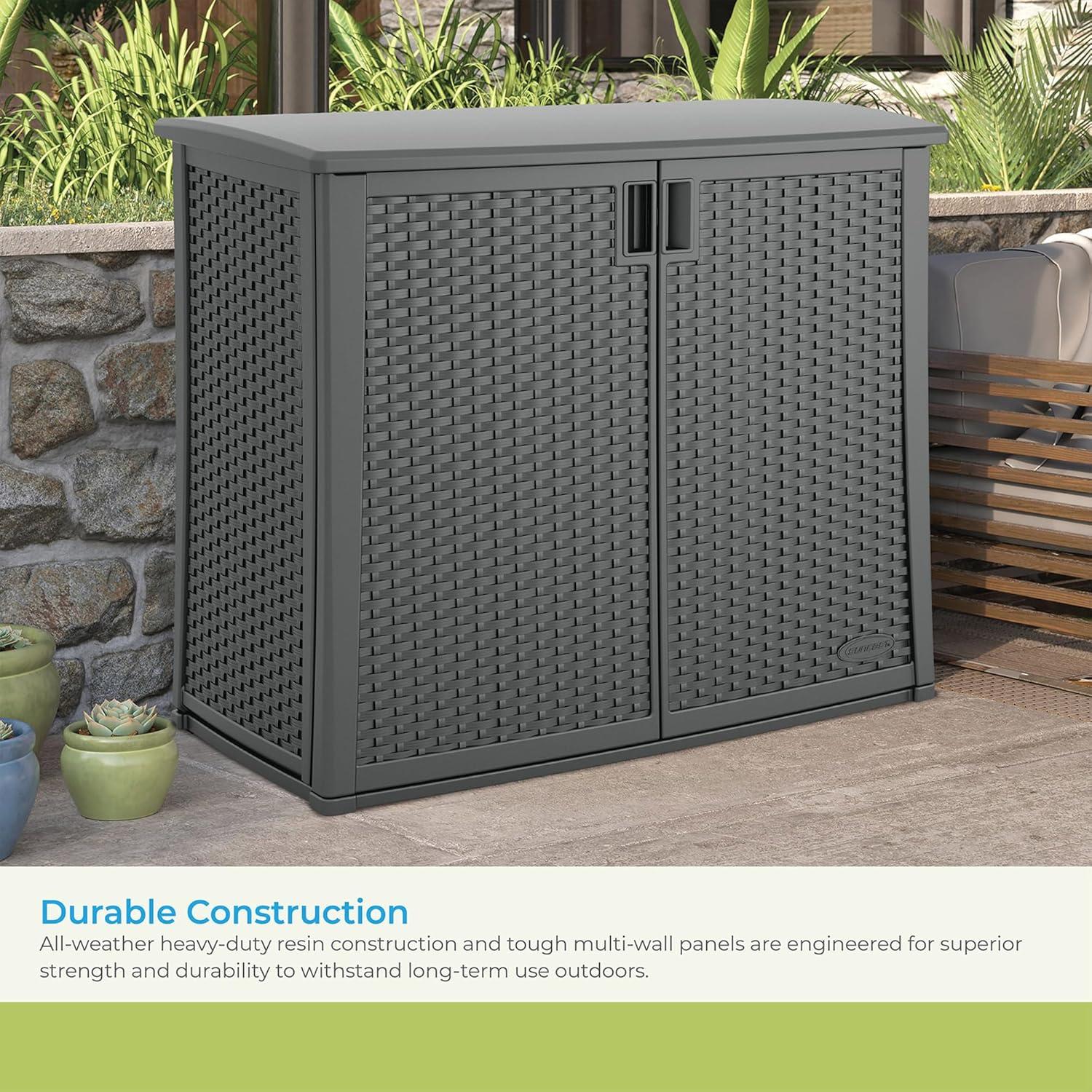Suncast Suncast 97 Gallon Resin Lockable Cabinet Deck Box in Gray