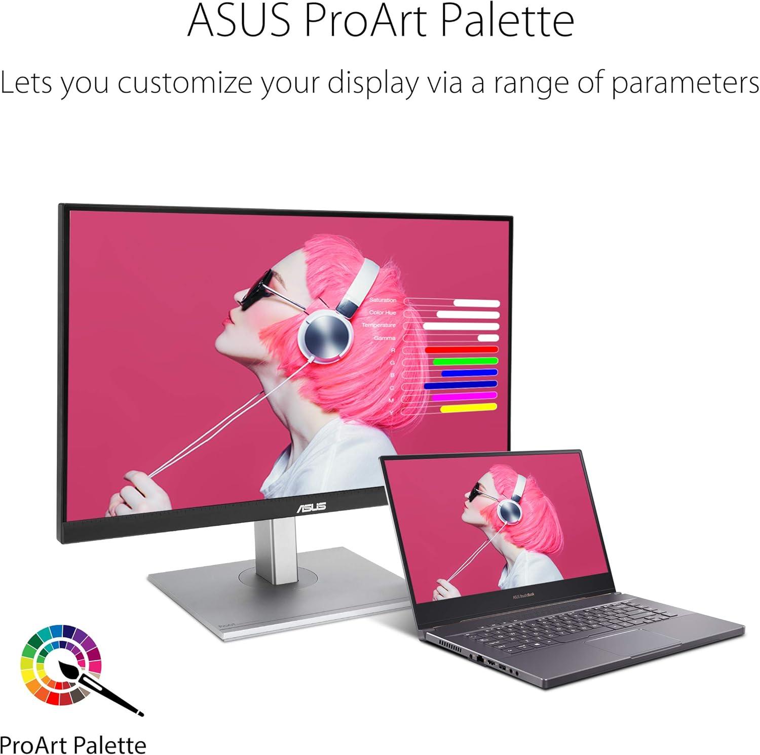 ASUS ProArt PA278CV Professional Monitor – 27", IPS, QHD (2560 x 1440), 100% sRGB, 100% Rec. 709, Color Accuracy ΔE < 2, Calman Verified, USB-C, DisplayPort Daisy-chaining, ProArt Preset,  Ergo Stand