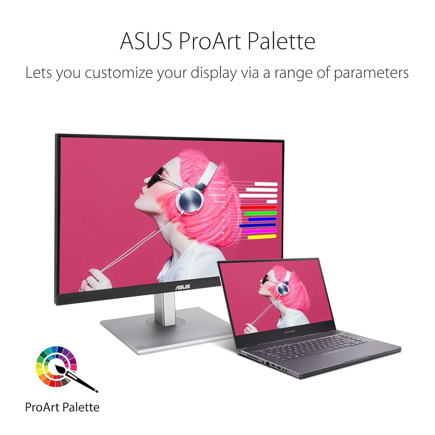 ASUS ProArt PA278CV Professional Monitor – 27", IPS, QHD (2560 x 1440), 100% sRGB, 100% Rec. 709, Color Accuracy ΔE < 2, Calman Verified, USB-C, DisplayPort Daisy-chaining, ProArt Preset,  Ergo Stand
