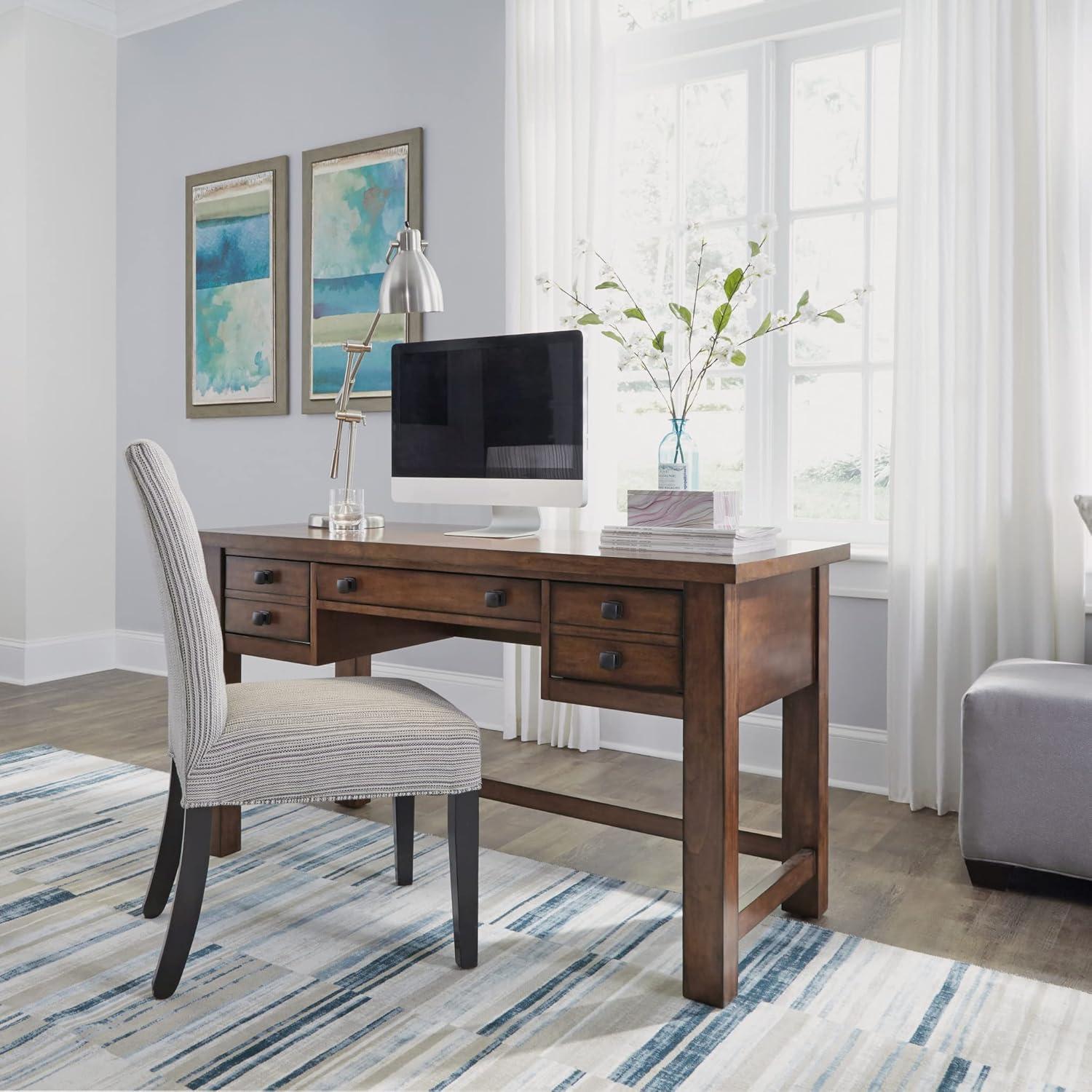 Tahoe Executive Writing Desk - Aged Maple - Home Styles: Mid-Century Modern, Hardwood Frame, Drawer Storage