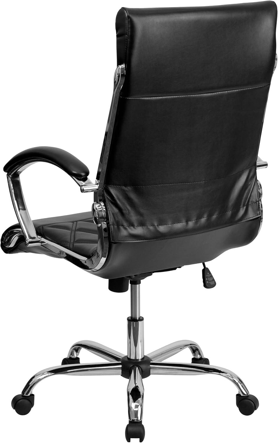 Flash Furniture High Back Designer Quilted LeatherSoft Executive Swivel Office Chair with Chrome Base and Arms