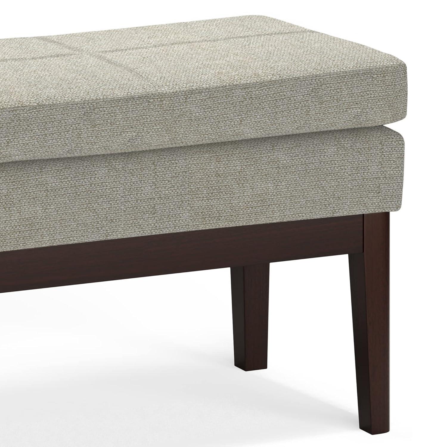 Simpli Home Carlson Small Mid-Century Ottoman Bench with Upholstered Seat