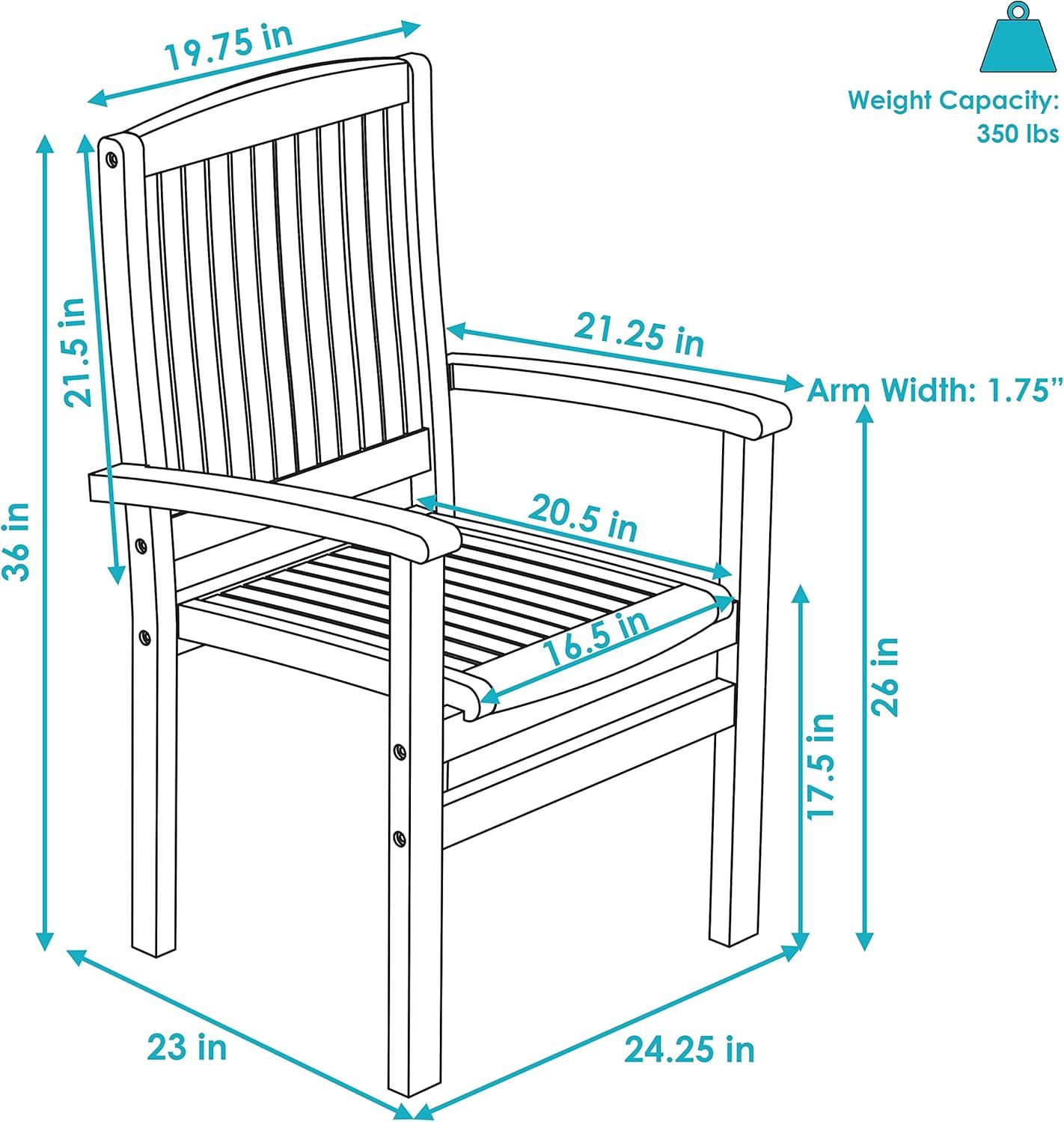 Vivioville Solid Teak Outdoor Stackable Dining Chair