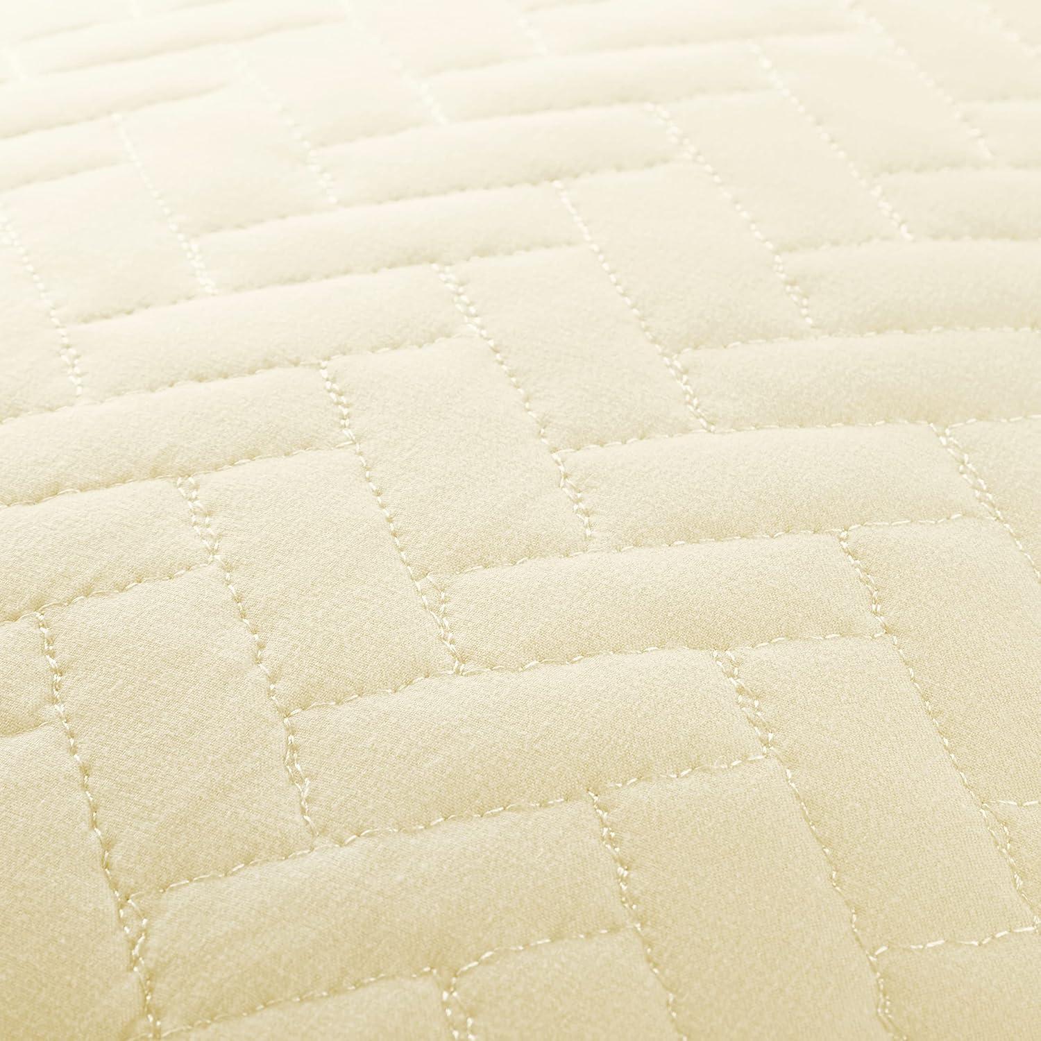 Linen Market Quilt Coverlet Set All Season Microfiber Contemporary Ultra Soft Bedding in Herringbone Stitch - Full/Queen Herringbone Stitch Yellow