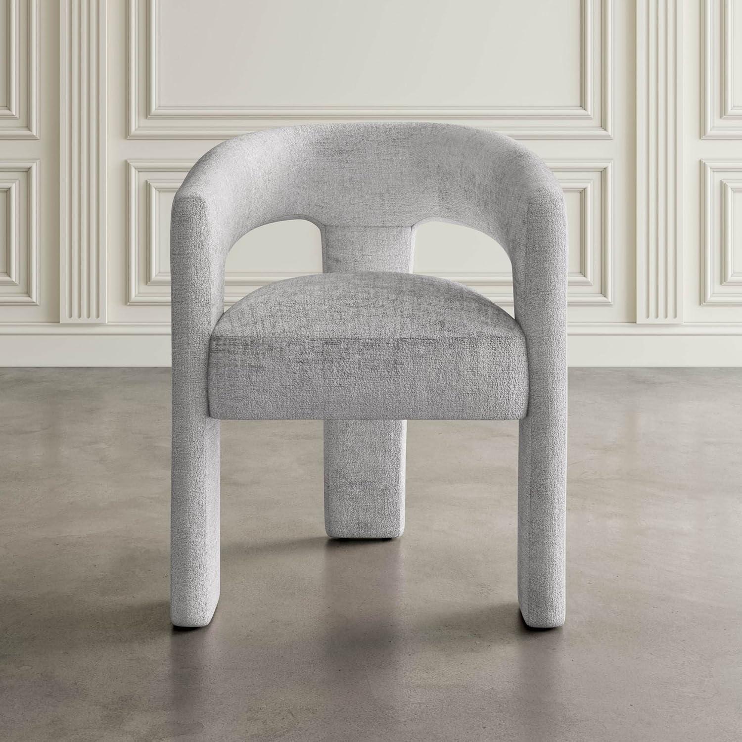 Luxurious Modern Gray Jacquard Barrel Accent Chair