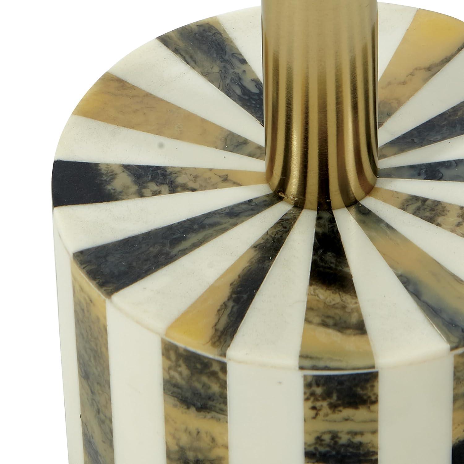 OSP Home Furnishings Round Side Table, Set of 2, Mosaic Black and White Top with Black Metal Base