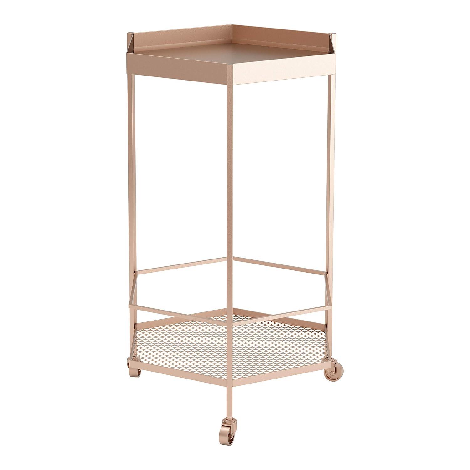 ZUO Hex Modern Steel Metal Bar Cart with Hexagon Shelves in Gold Finish