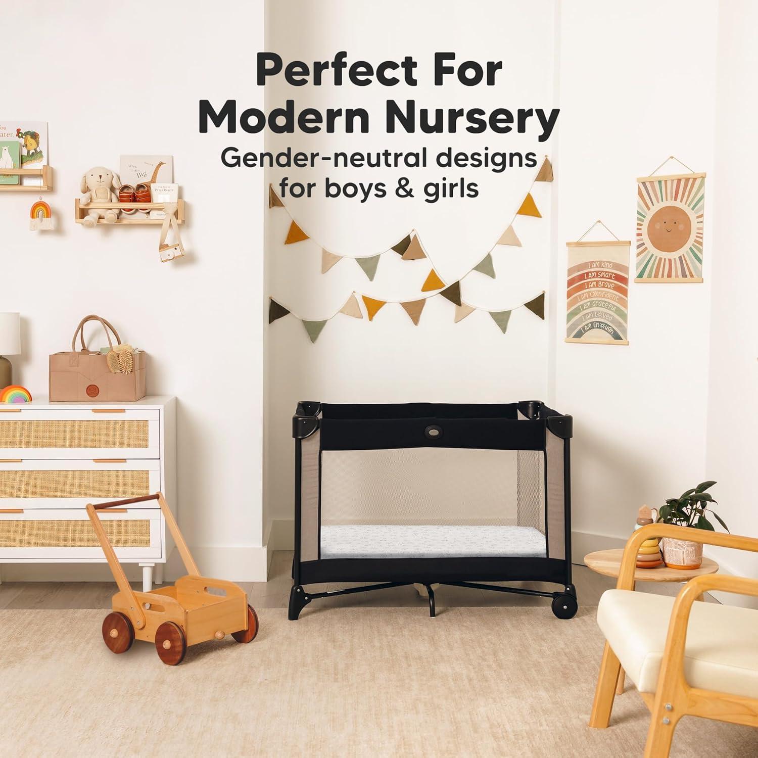 KeaBabies Mini Crib Sheets for Baby Girls, Boys, 2-Pack Soothe Pack and Play Sheets Fitted, Organic Pack N Play Mattress Sheet (Blue Flax)