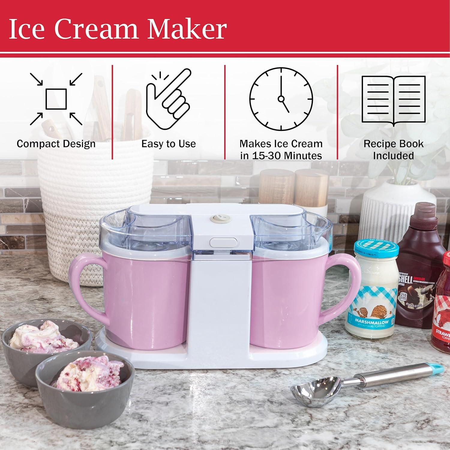 Classic Cuisine 2QT Ice Cream Maker for Sorbet, Gelato, and Frozen Yogurt