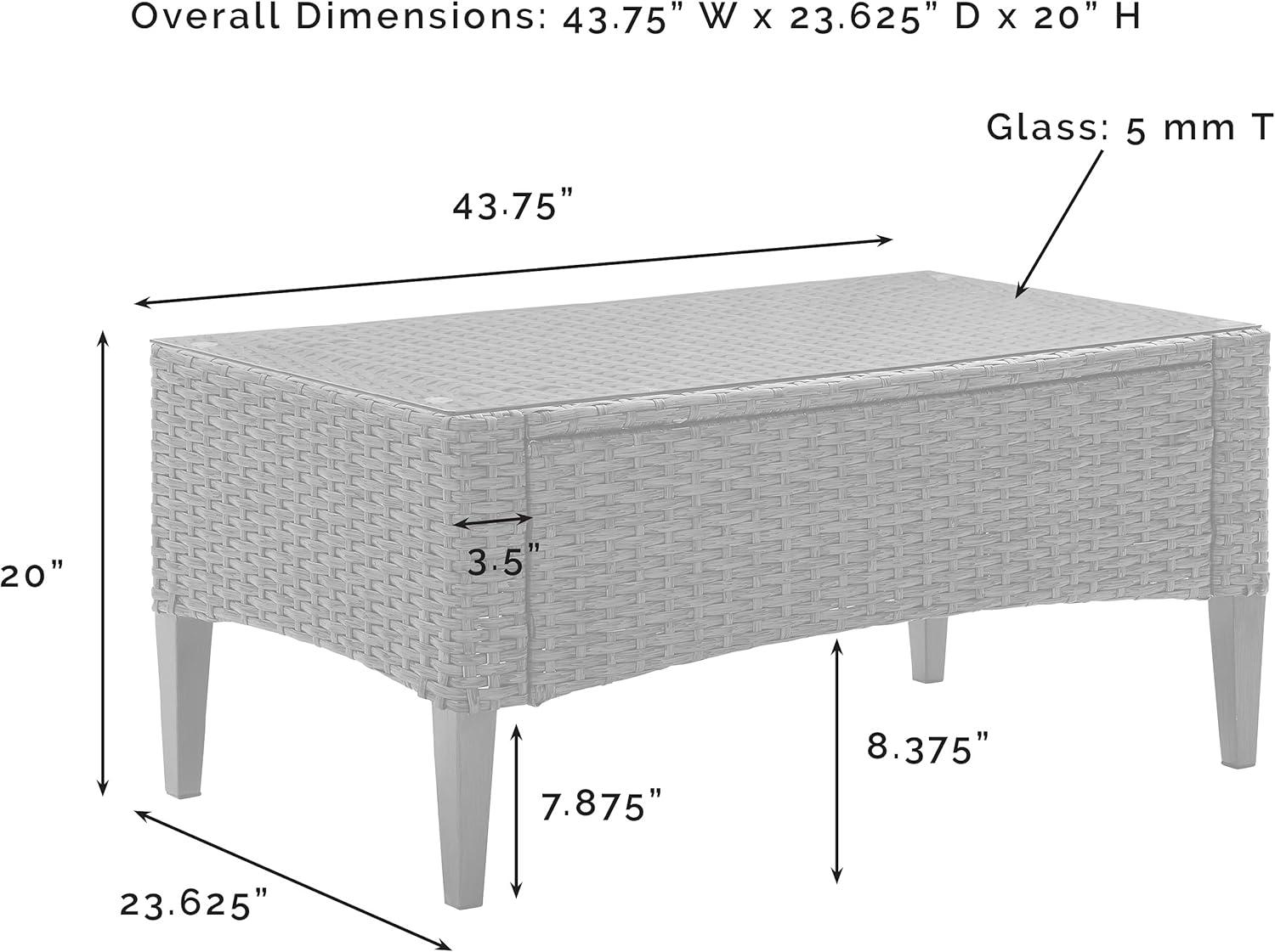 Rockport Light Brown Outdoor Wicker Coffee Table with Tempered Glass