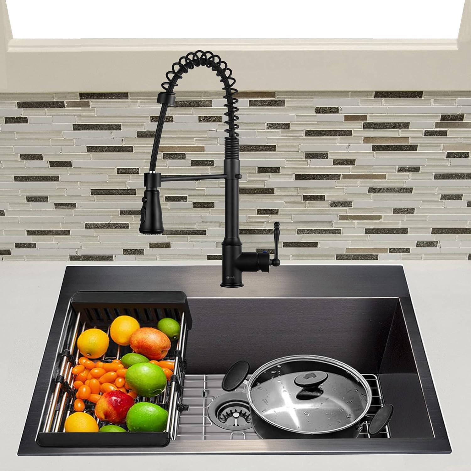 Drop-In 25-in x 22-in Gunmetal Black Stainless Steel Single Bowl 1-Hole Kitchen Sink All-in-one Kit