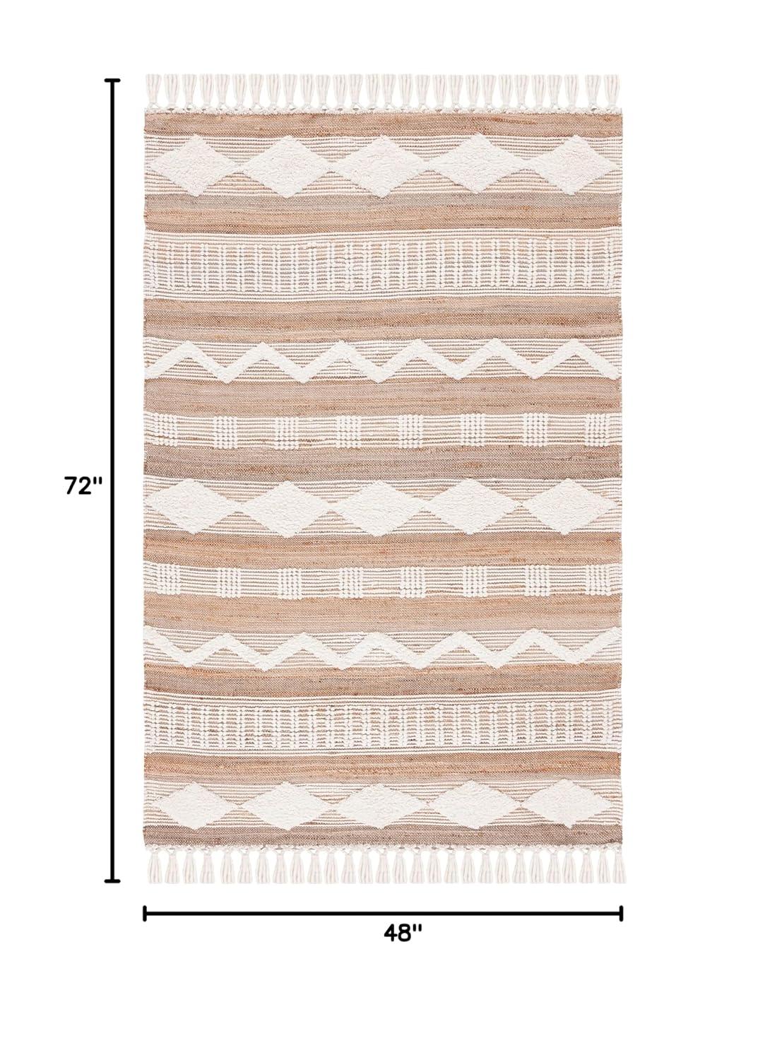 Natural Fiber NF377 Flat Weave Indoor Area Rug - Natural/Ivory - 4'x6' - Safavieh