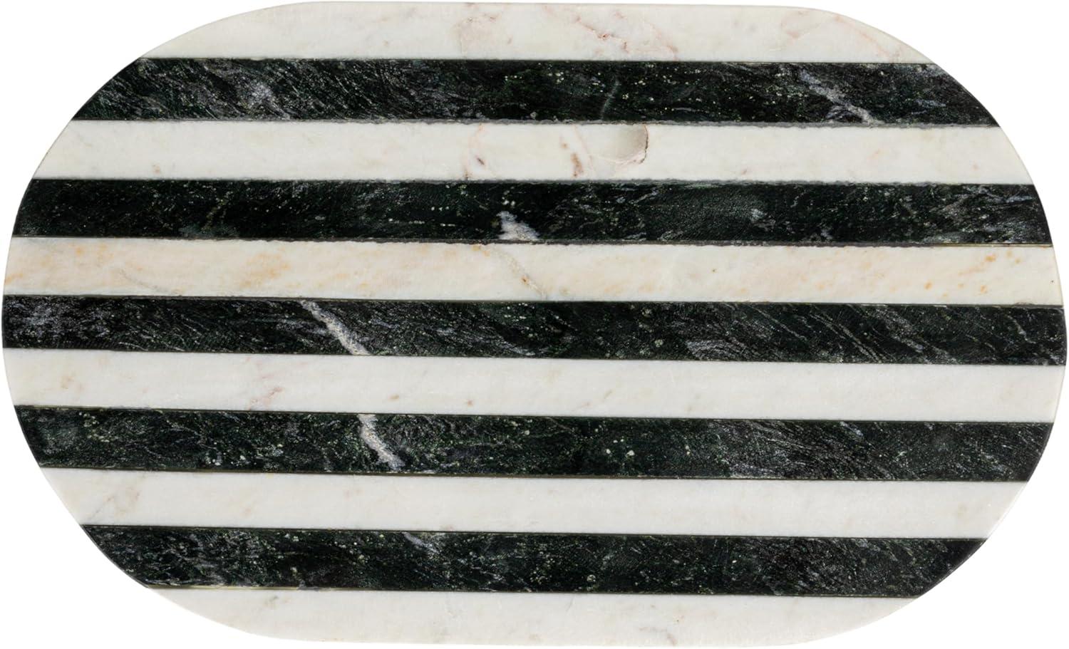 15" x 9" Marble Cutting Board Striped Black/White - Storied Home