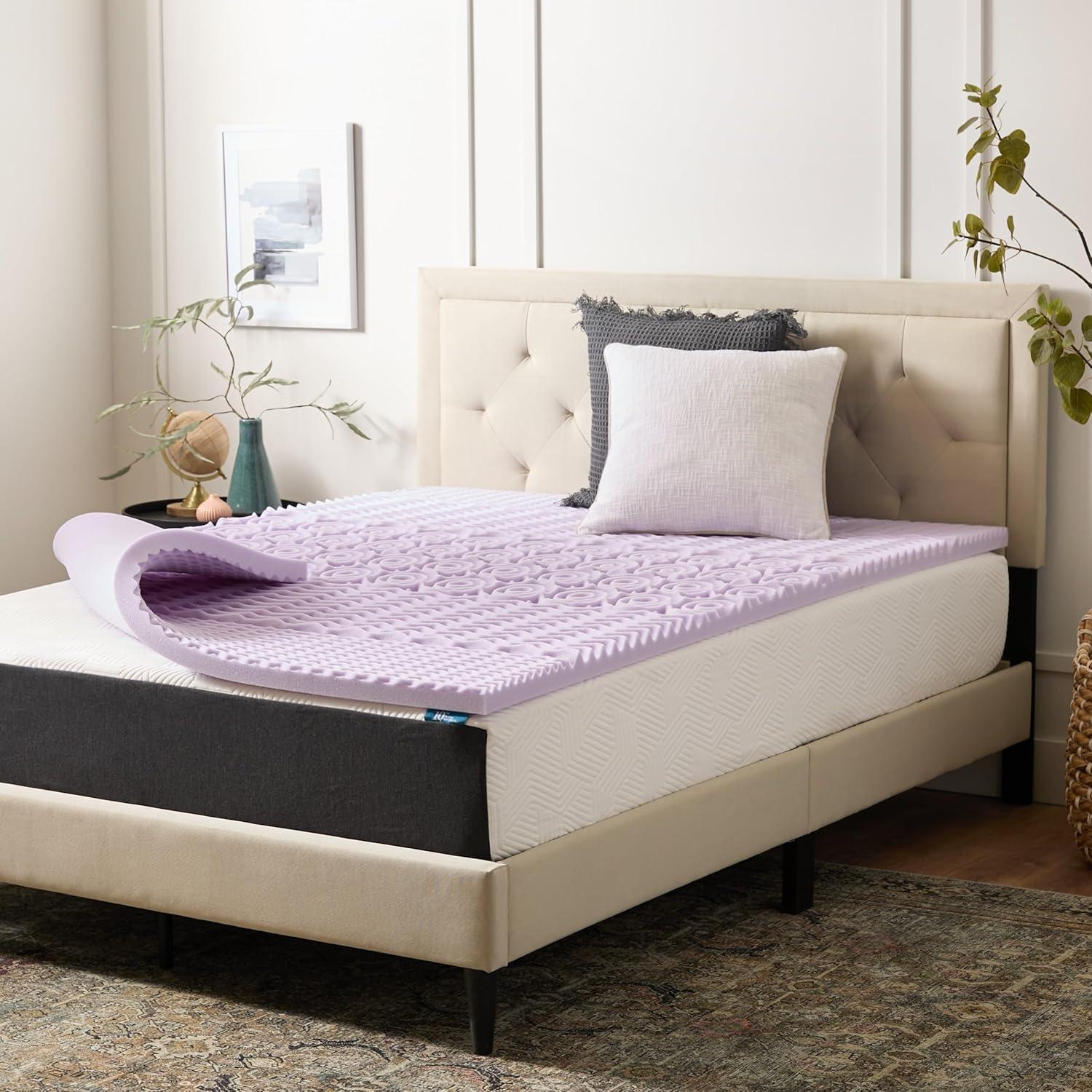 Lucid Comfort Collection 2" Zoned Lavender Memory Foam Mattress Topper