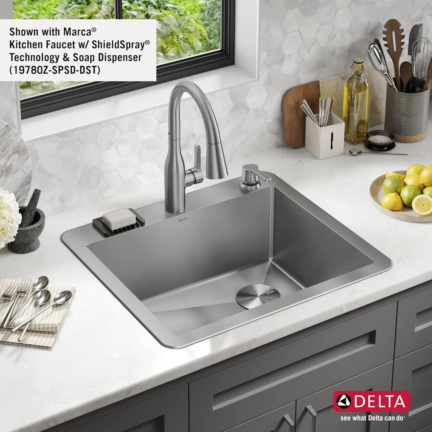 Delta Marca™ Drop-In Undermount Stainless Steel Single Bowl Kitchen Sink with Accessories