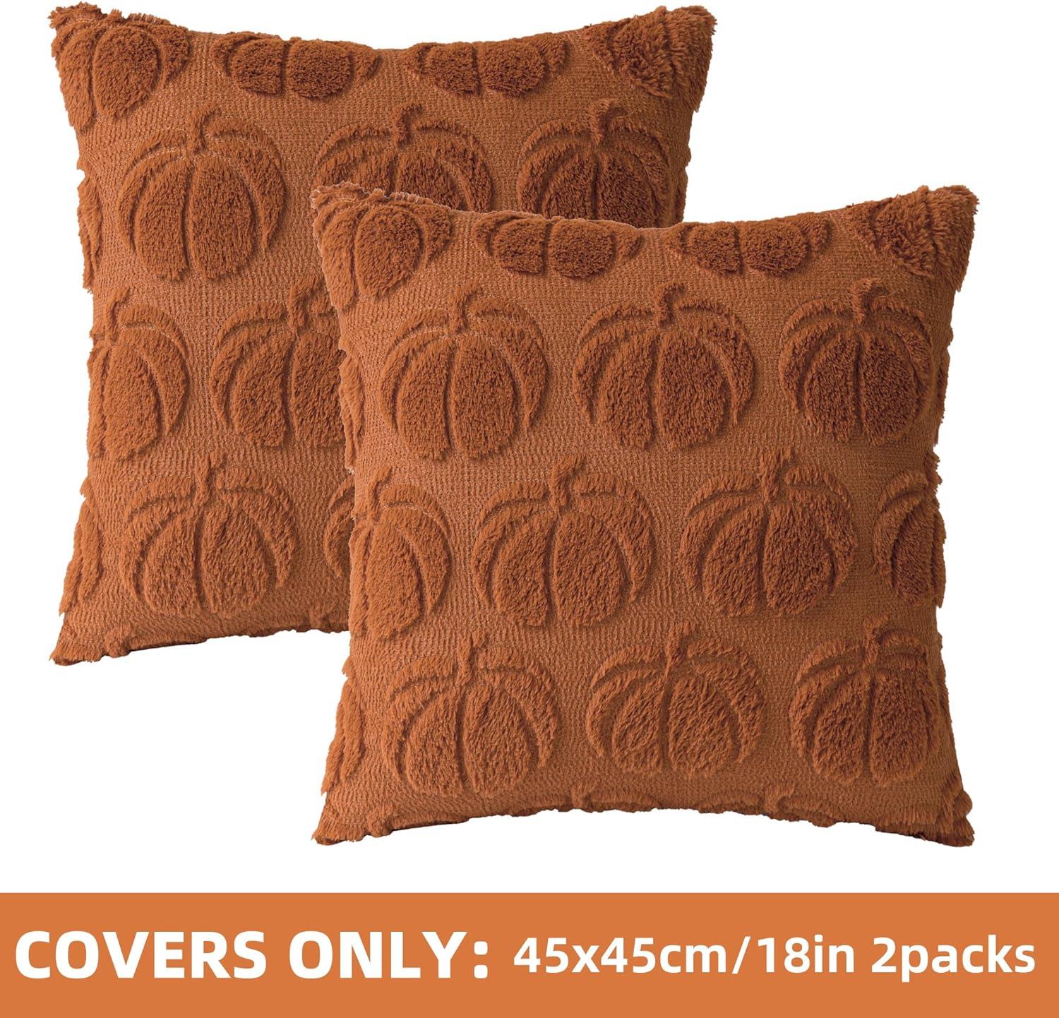 Clearance Deals!Crcmjuhgsa Pillow Case 2pc Pumpkin Fall Decorative Throw Pillow Covers 18"x18" Soft Faux Pillow Covers For Autumn Plush Pillow Cases For Farmhouse Halloween Decor