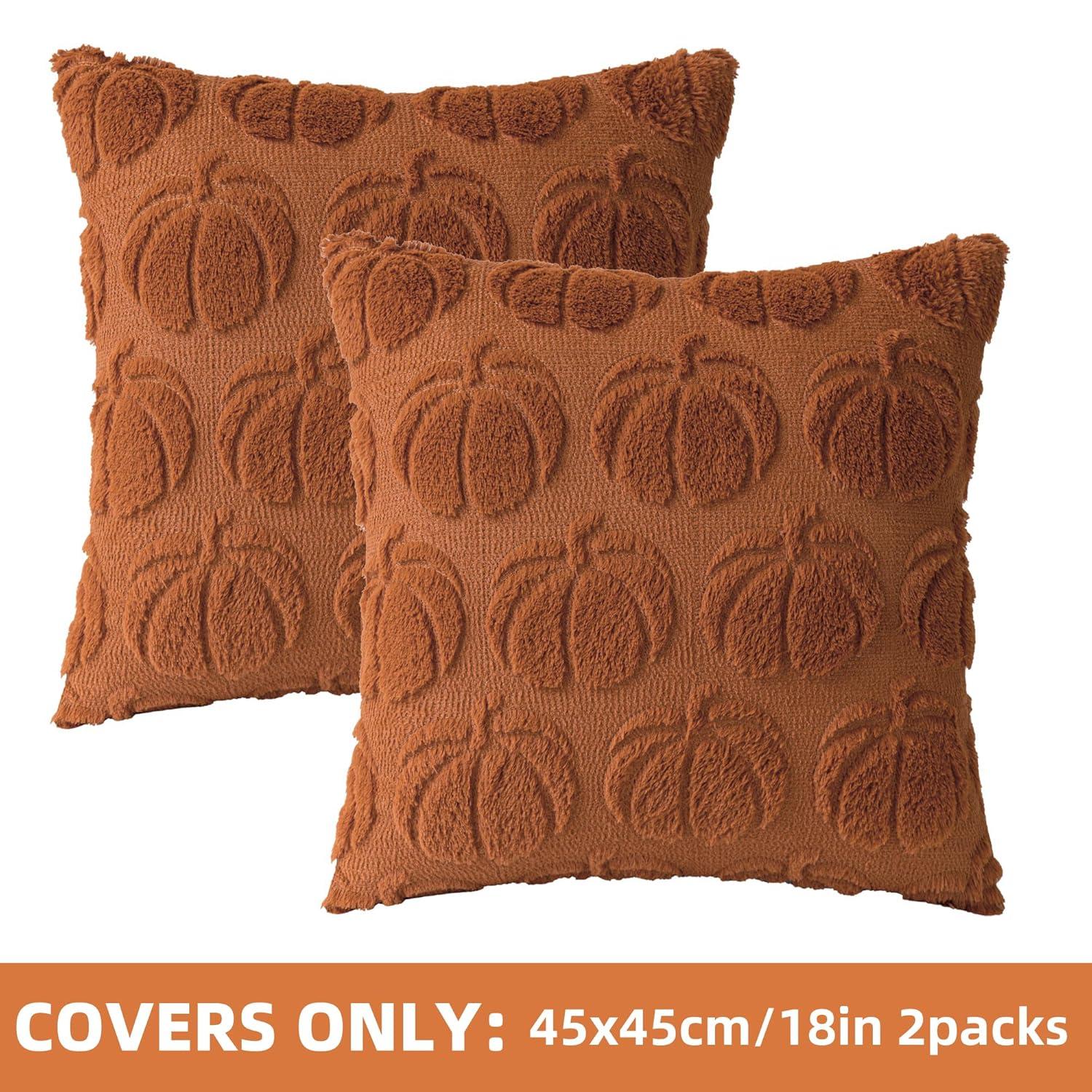 Clearance Deals!Crcmjuhgsa Pillow Case 2pc Pumpkin Fall Decorative Throw Pillow Covers 18"x18" Soft Faux Pillow Covers For Autumn Plush Pillow Cases For Farmhouse Halloween Decor