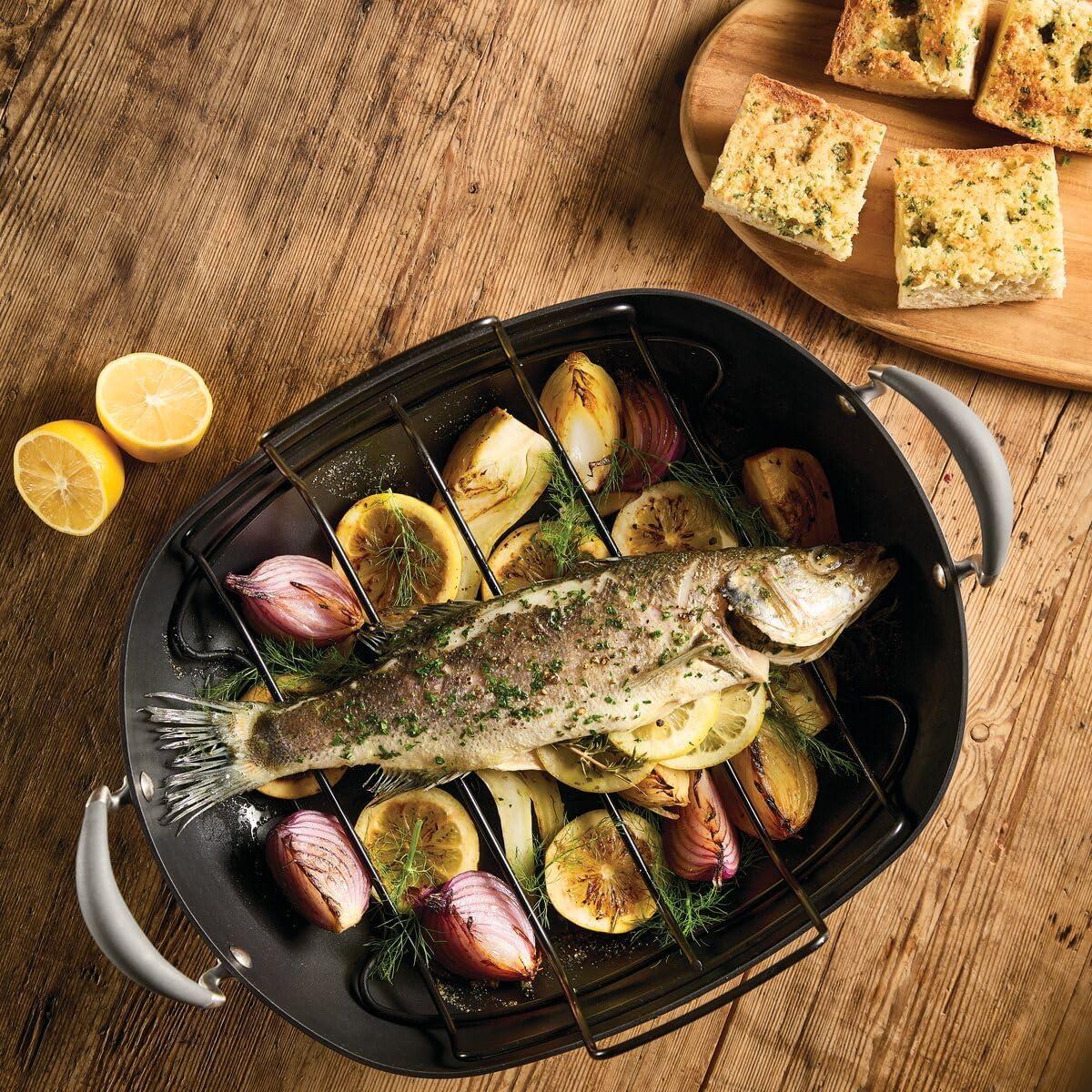 Anolon Advanced Hard Anodized Nonstick Roaster with Rack, Pewter