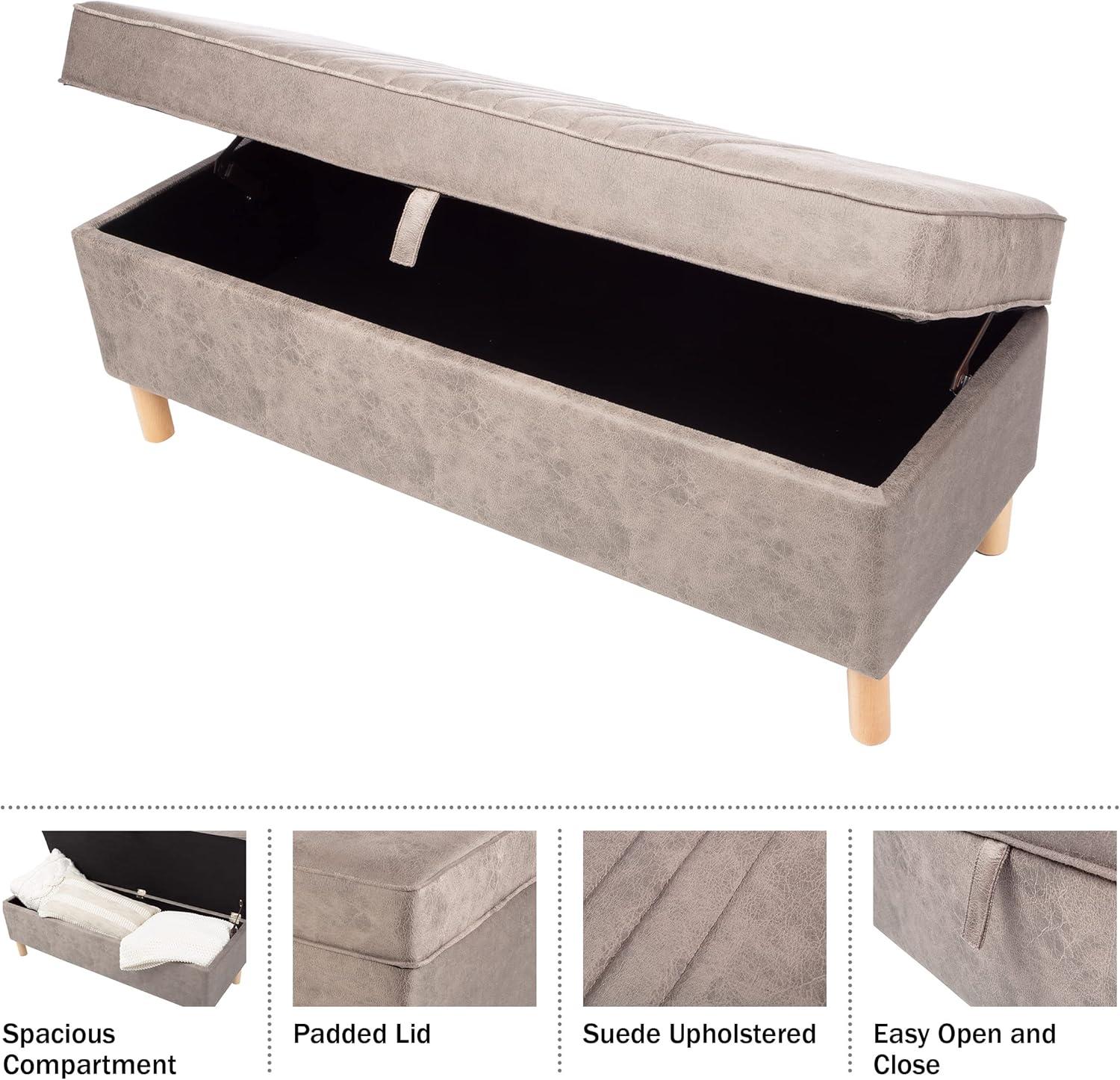Lavish Home Upholstered Storage Ottoman with Lift Top