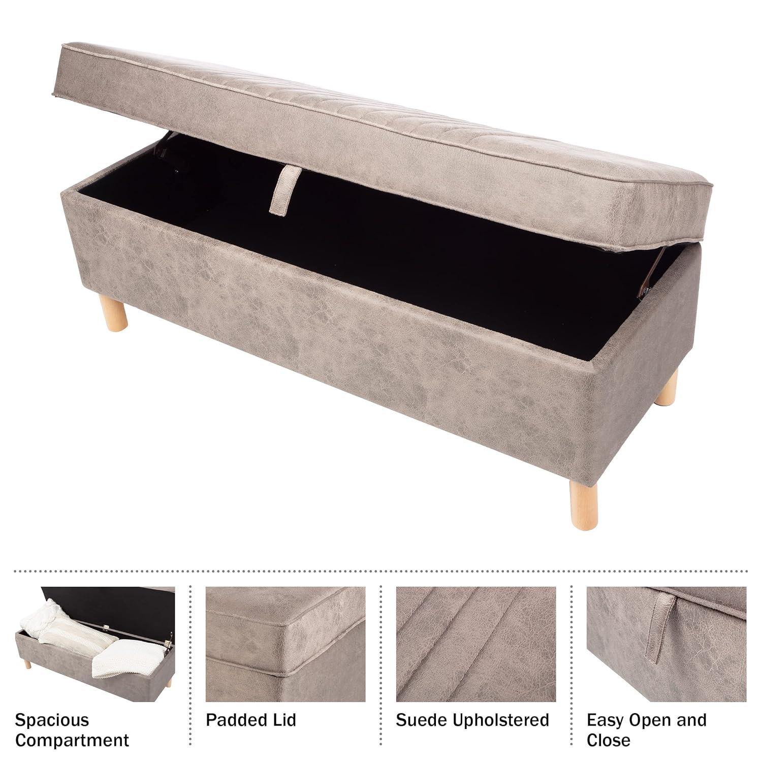 Lavish Home Upholstered Storage Ottoman with Lift Top