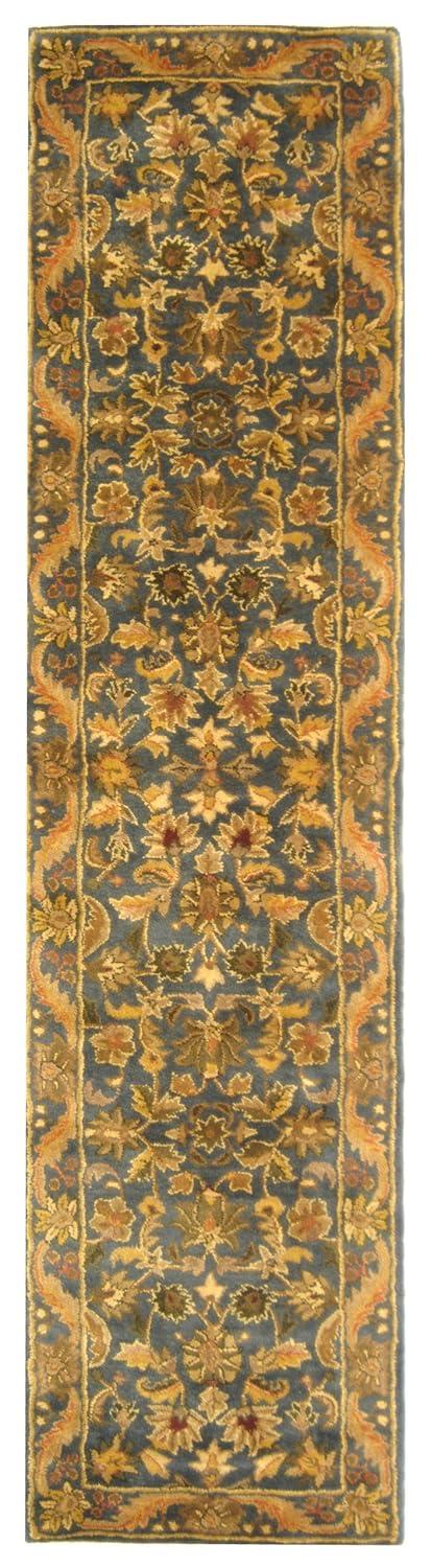 SAFAVIEH Antiquity Carmella Floral Bordered Wool Runner Rug, Olive/Gold, 2'3" x 16'