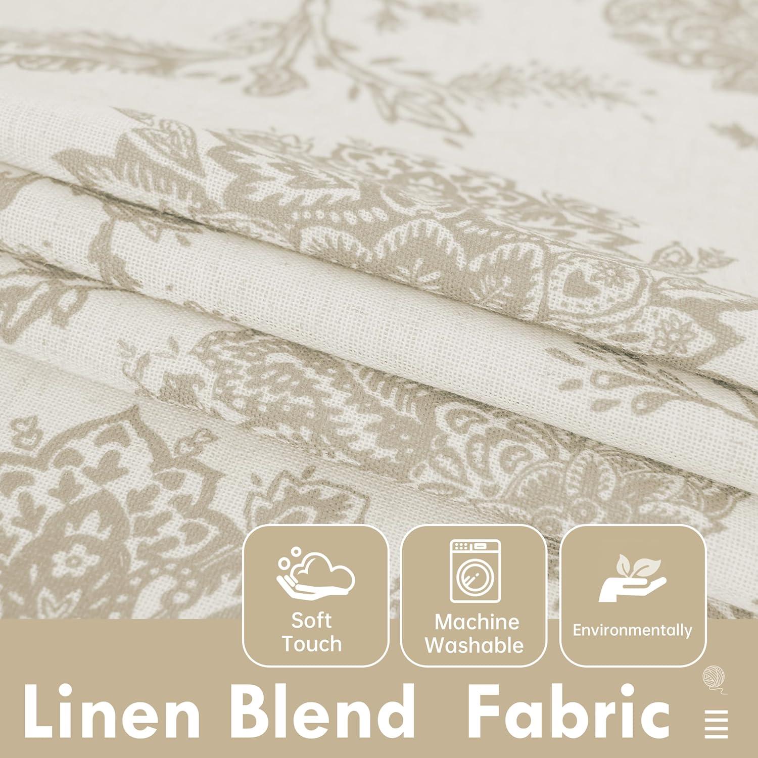 DriftAway Freda Jacobean Floral Linen Blend Lined Thermal Insulated Room Darkening Blackout Grommet Window Curtains 2 Layers 2 Panels Each 52 Inch by 63 Inch Taupe Beige