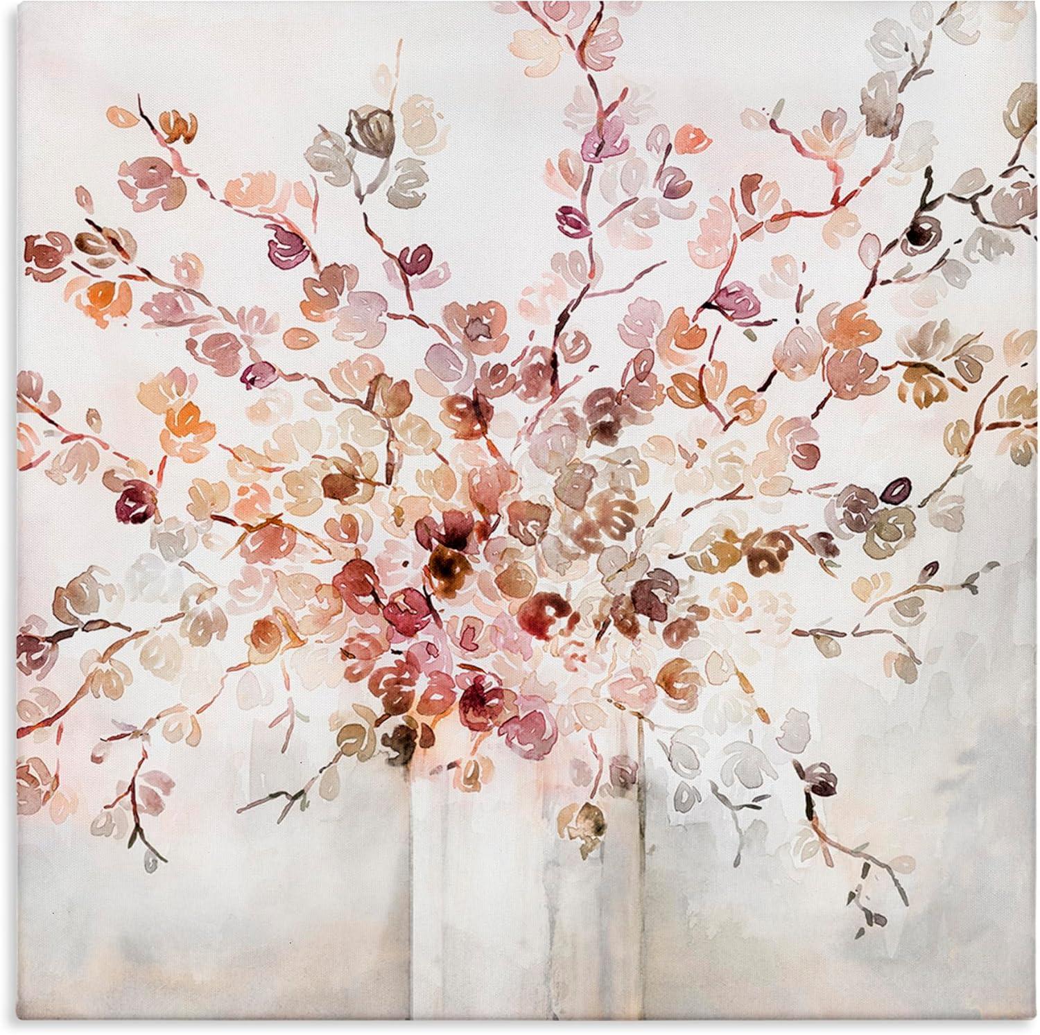 Abstract Warm Floral Vine Bouquet Canvas Wall Art