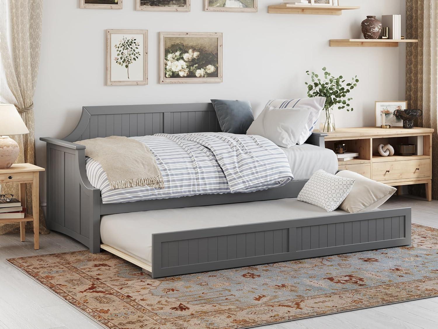 Cambridge Gray Twin Wood Daybed with Trundle and Storage