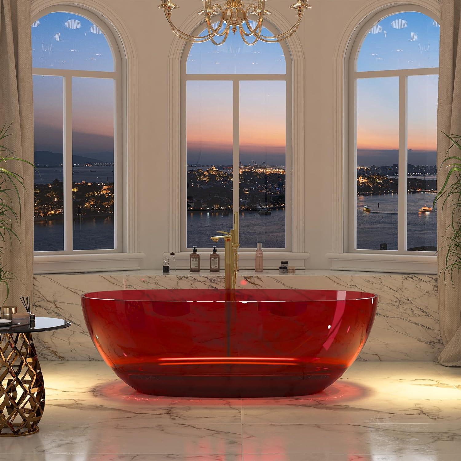 67'' x 30'' Runway Semi Transparent Resin Freestanding Soaking Bathtub