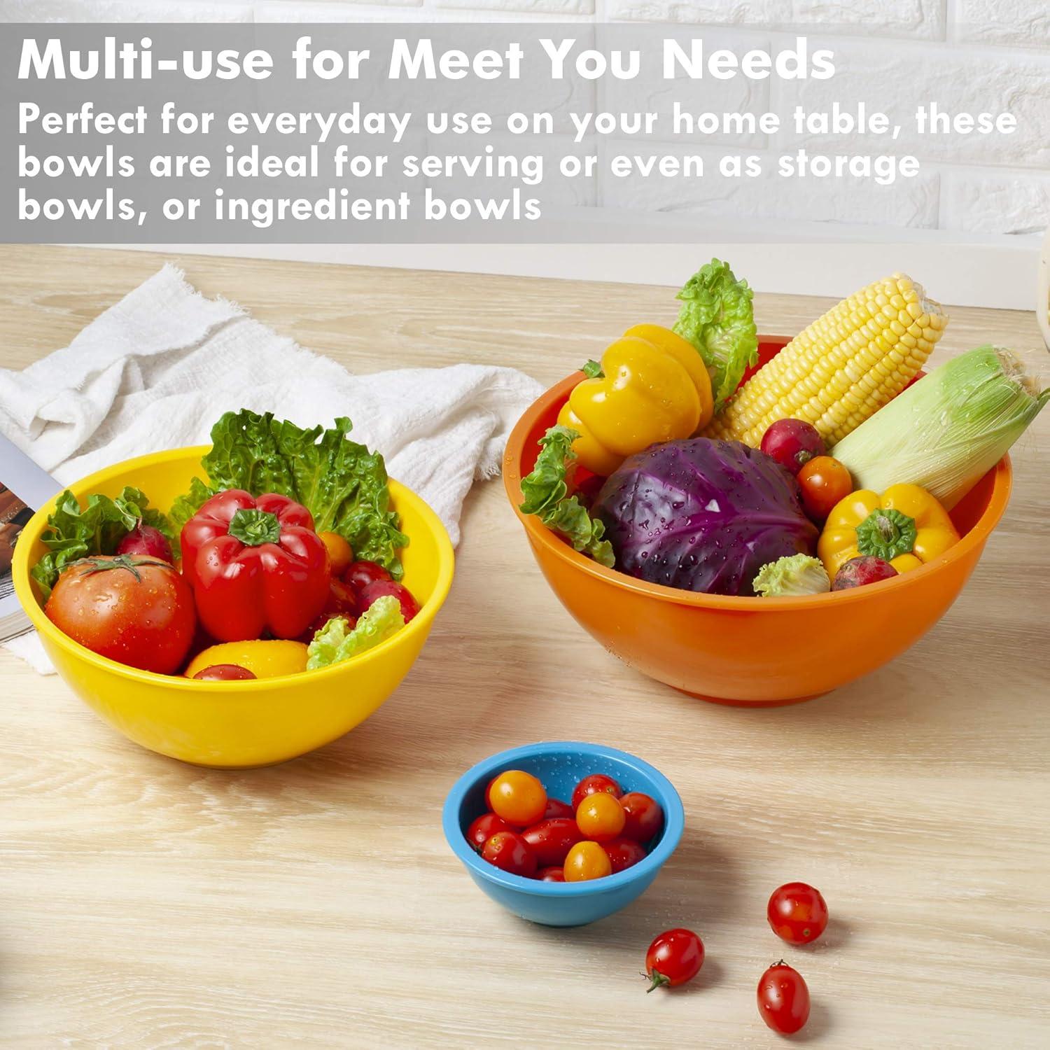 Colorful Plastic Nesting Mixing Bowls Set, 6-Piece