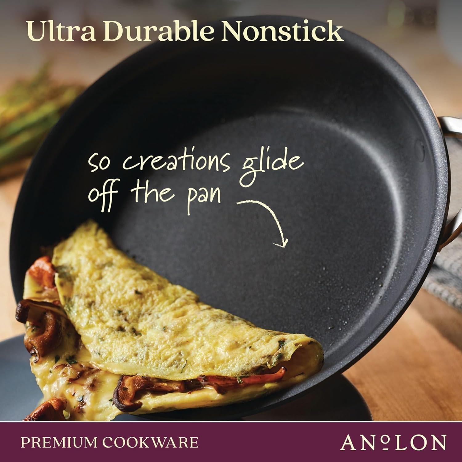 Anolon Nouvelle Copper Luxe 2 Pc Nonstick Frying Pan Set, Onyx