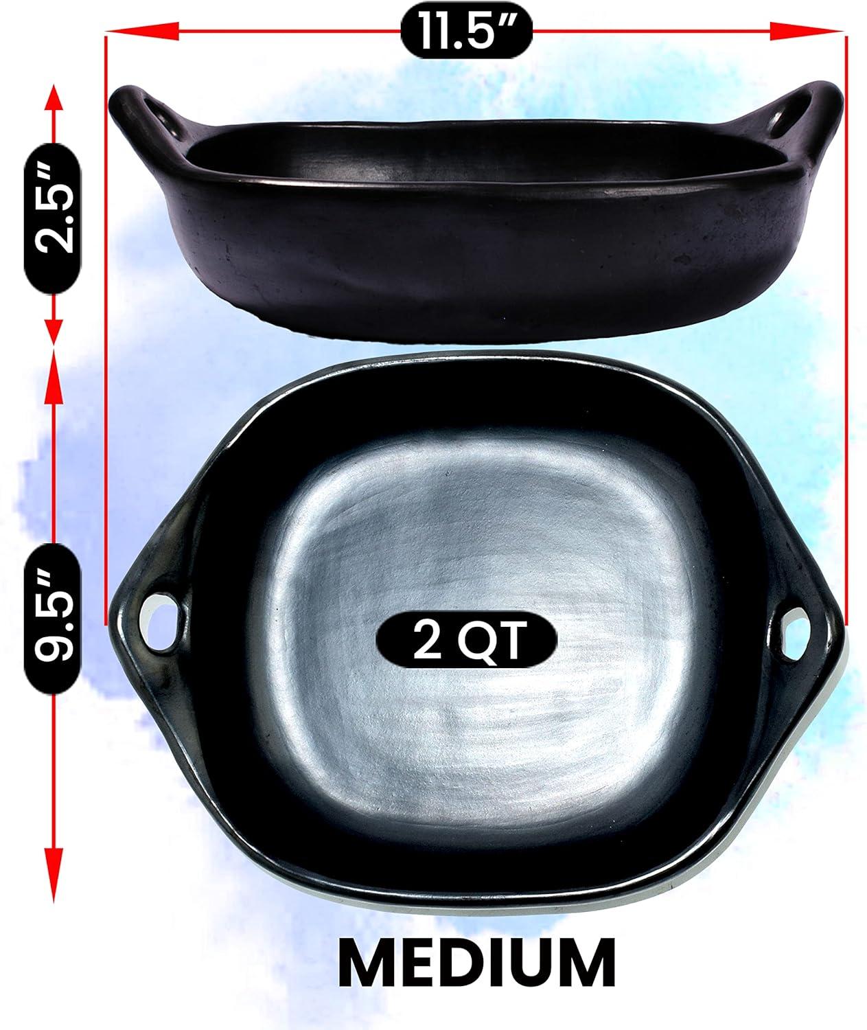 Medium Black Clay Square Roasting Pan with Handles