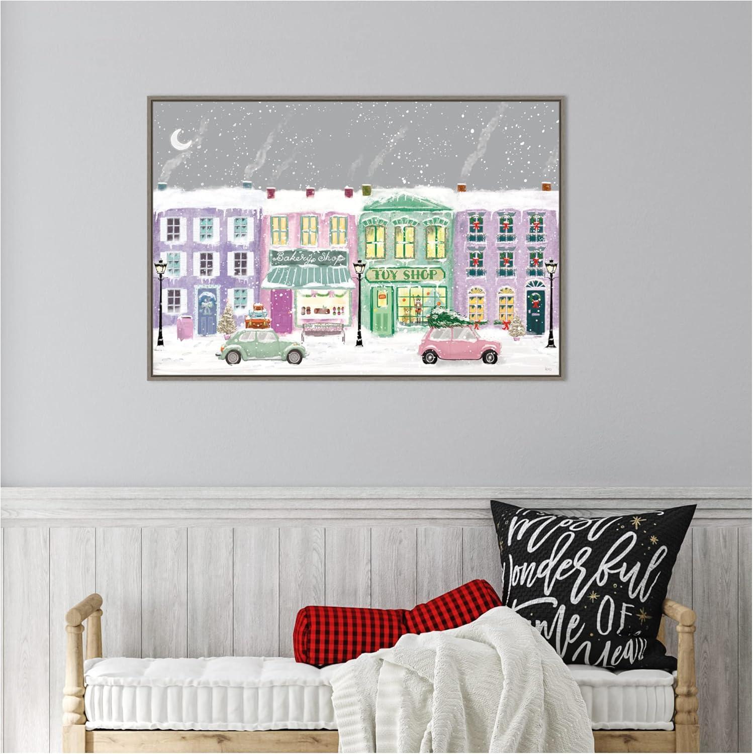 Amanti Art Hometown Holiday I Purple by Veronique Charron Canvas Wall Art Print Framed 33 x 23-in.