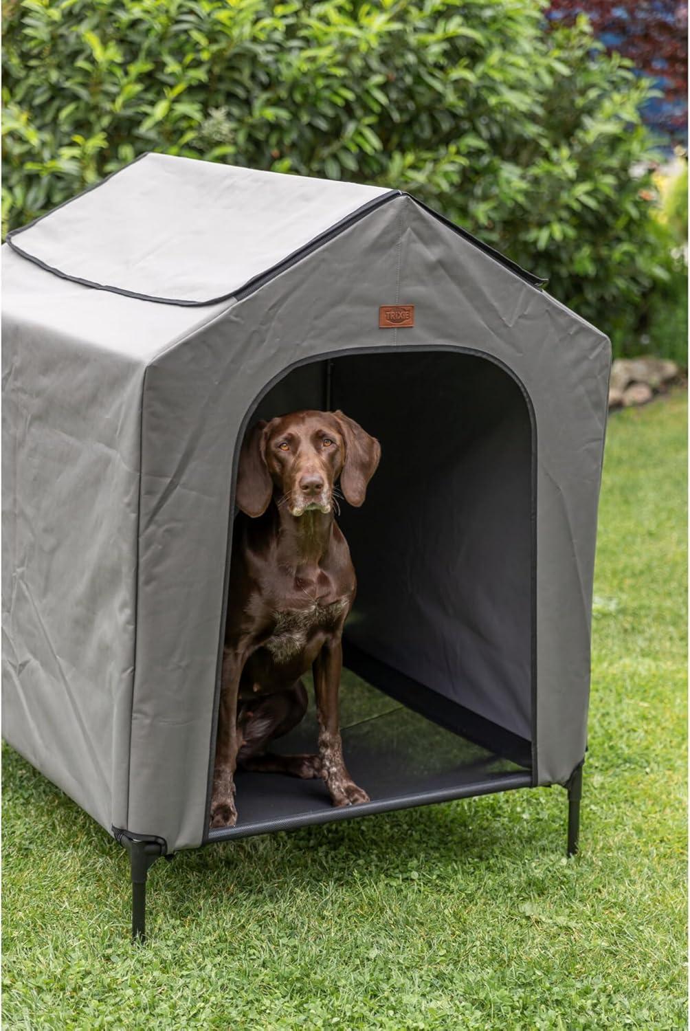 TRIXIE 2-in-1 Elevated Dog House, Portable Pet Camping Cot & Tent, Raised Bed & Dog Shade for Dogs