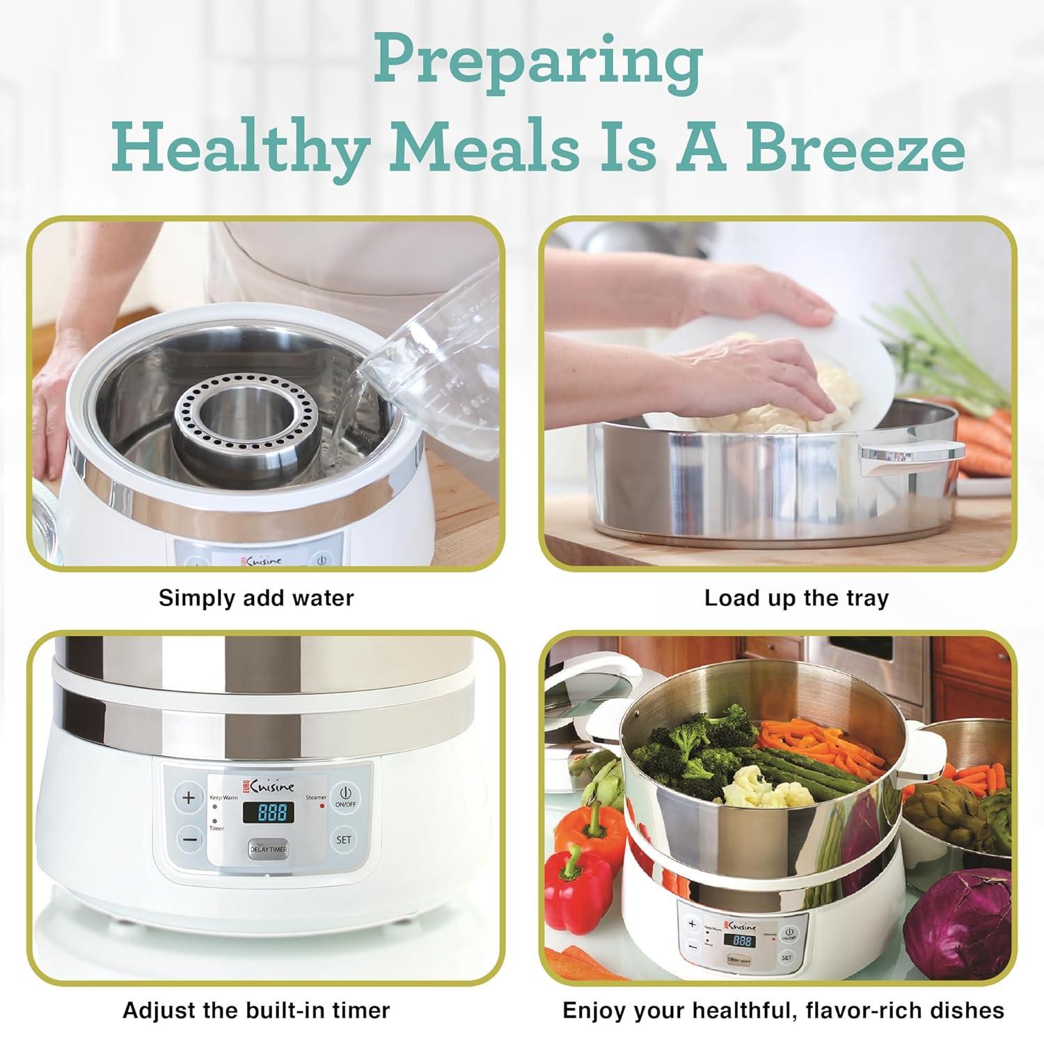 Stainless Steel 8.5 Qt Electric Food Steamer with LCD Display