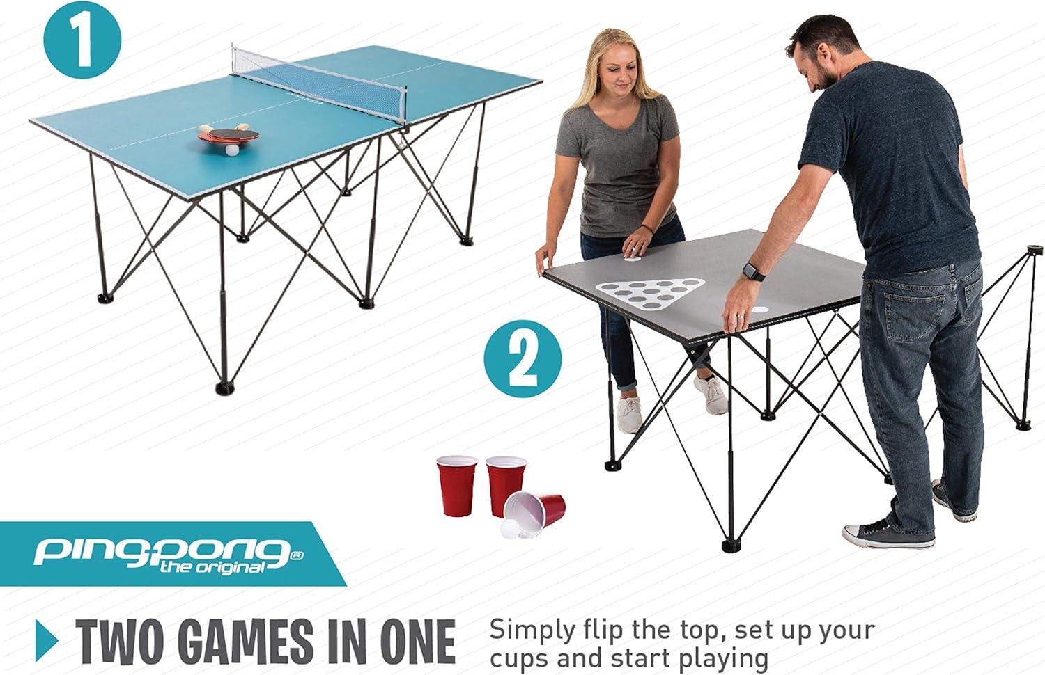 Ping-Pong Pop up Foldable Indoor Table Tennis Table with Paddles and Balls (19mm Thick)