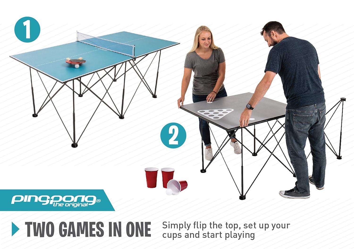 Ping-Pong Pop up Foldable Indoor Table Tennis Table with Paddles and Balls (19mm Thick)
