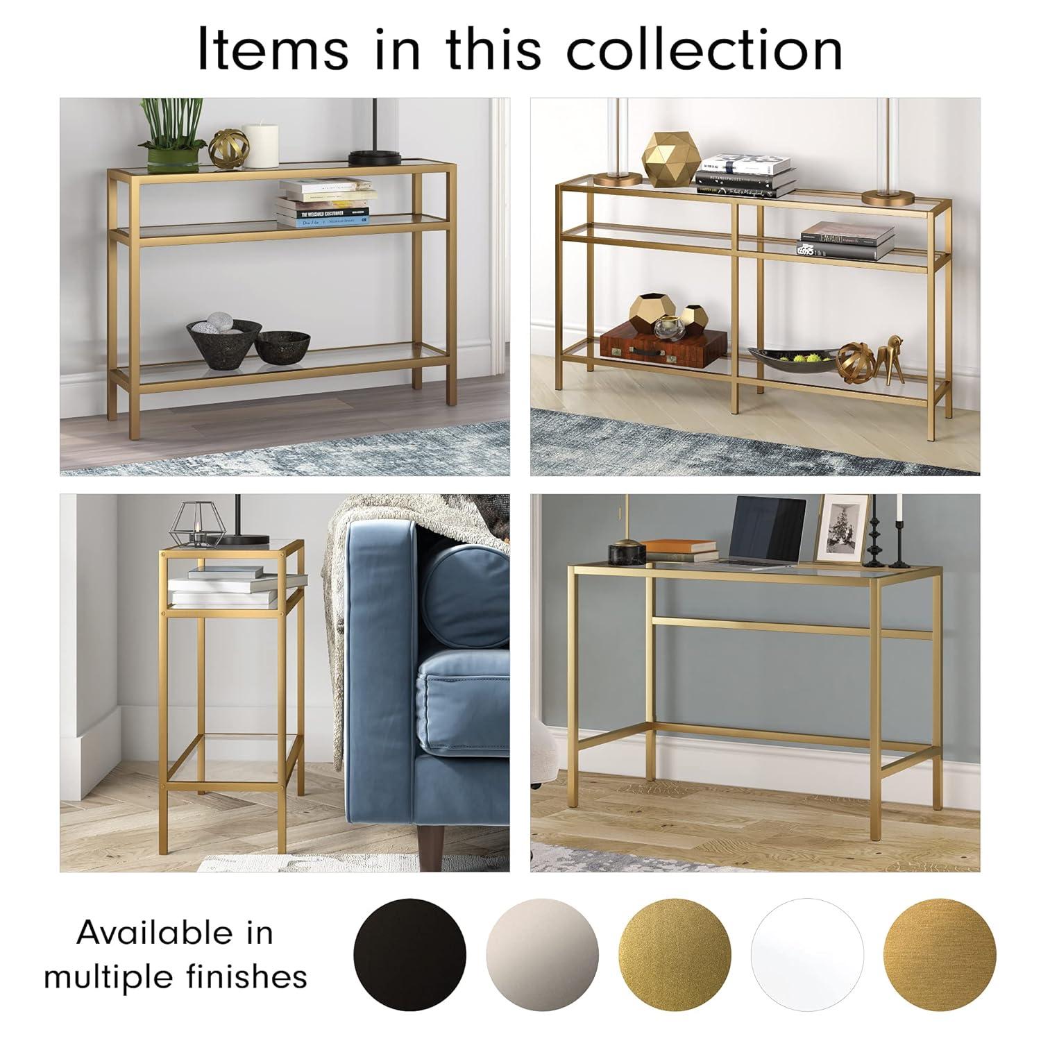 Evelyn&Zoe Sivil 55" Wide Rectangular Console Table, Brass