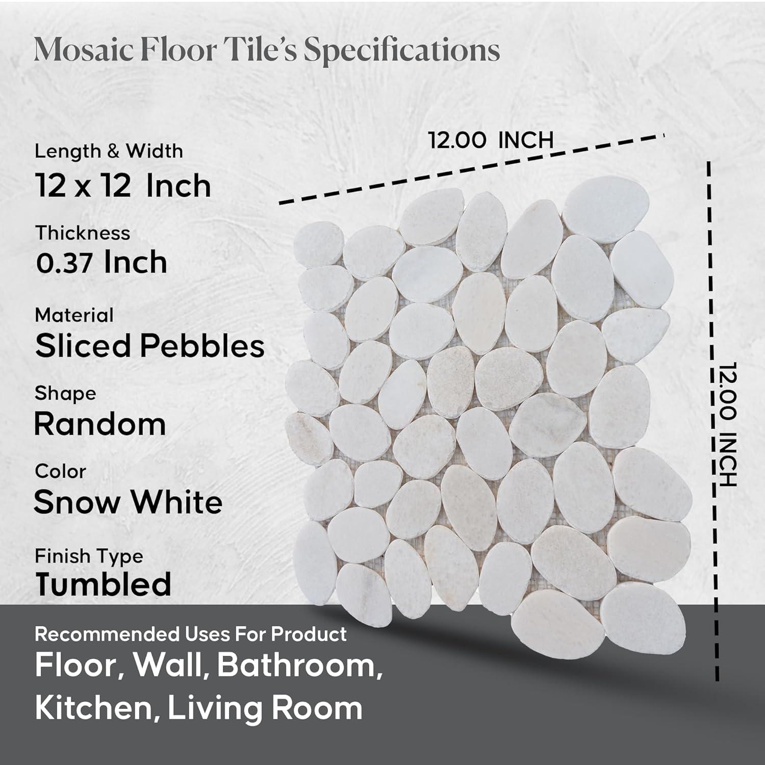 b.o.i Hawaii 12" x 12" Natural Stone Pebbles Mosaic Wall & Floor Tile