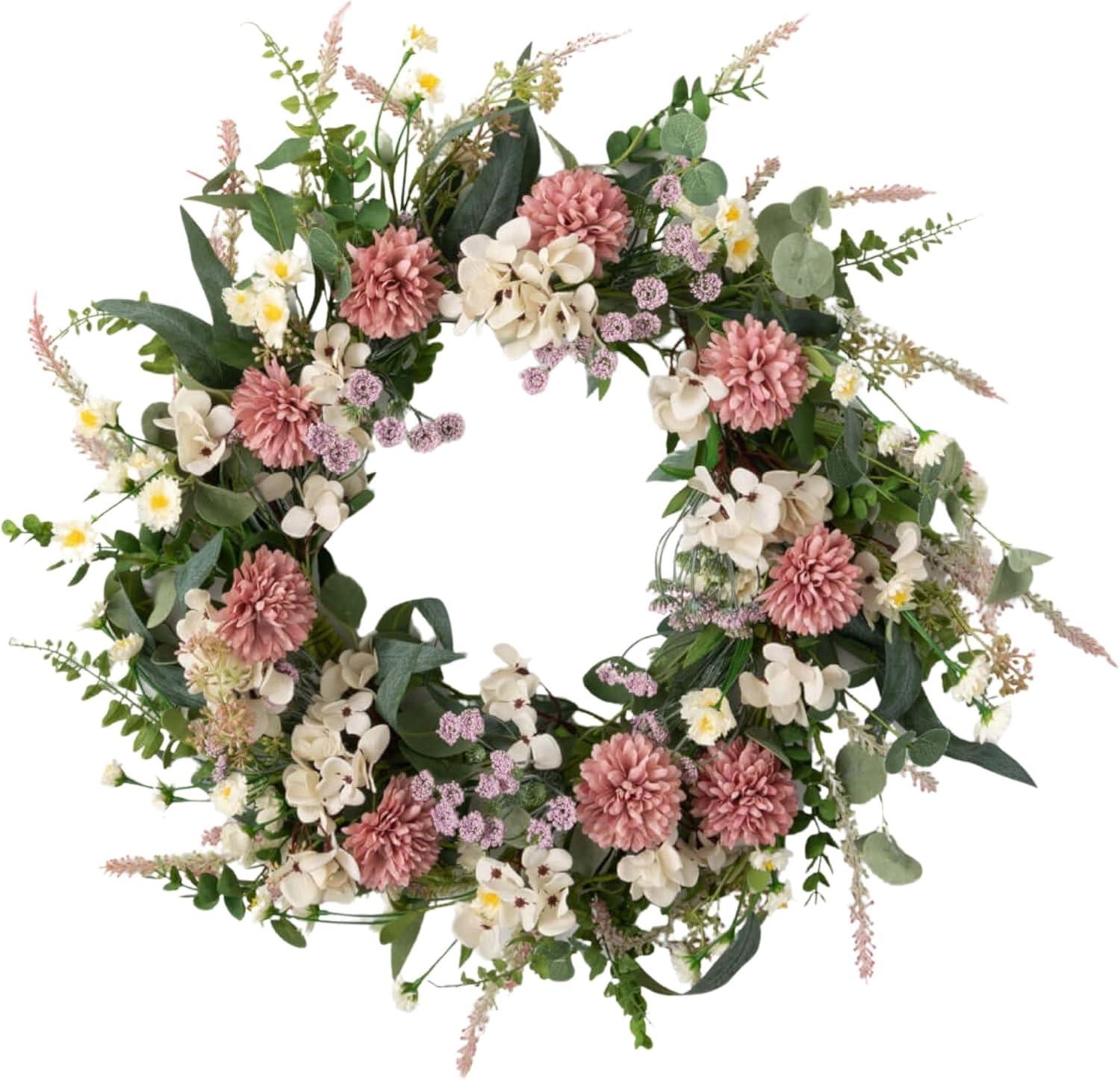 Sullivans Artificial Mixed Flower Wreath 19"H Multicolored