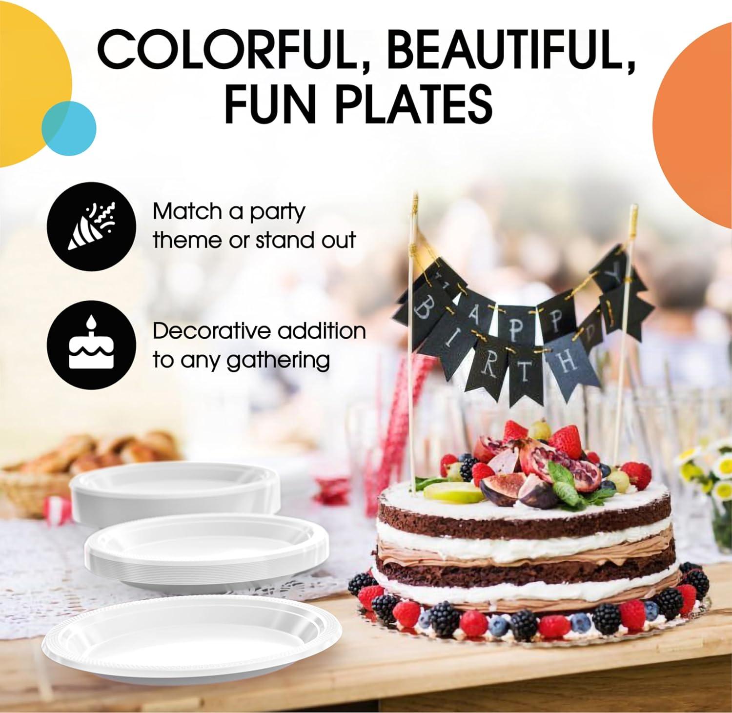 Exquisite 10" Disposable Party Plastic Plates - 50 Count