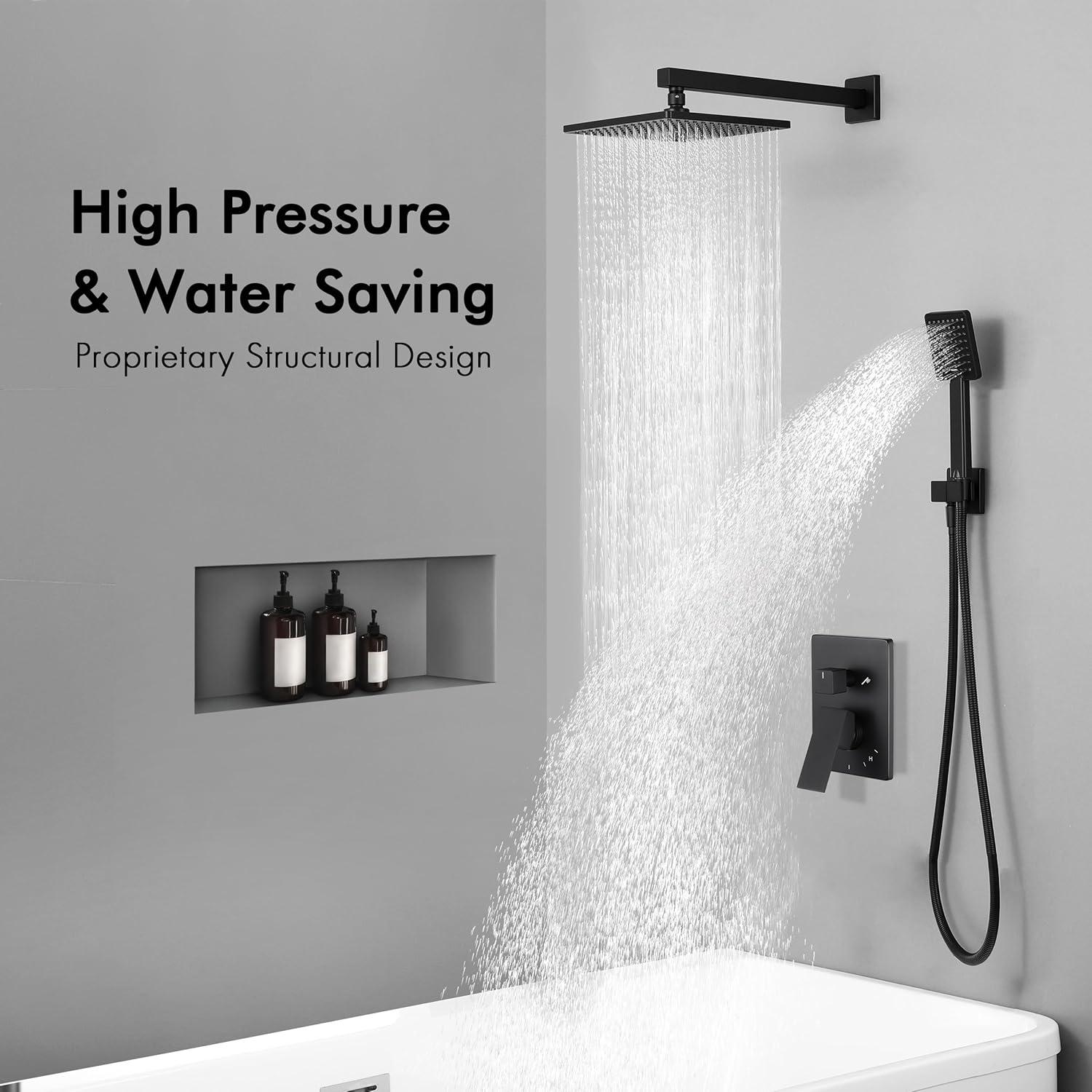 KES Shower System with Handheld Shower Valve and Trim Kit Pressure Balance Matte Black