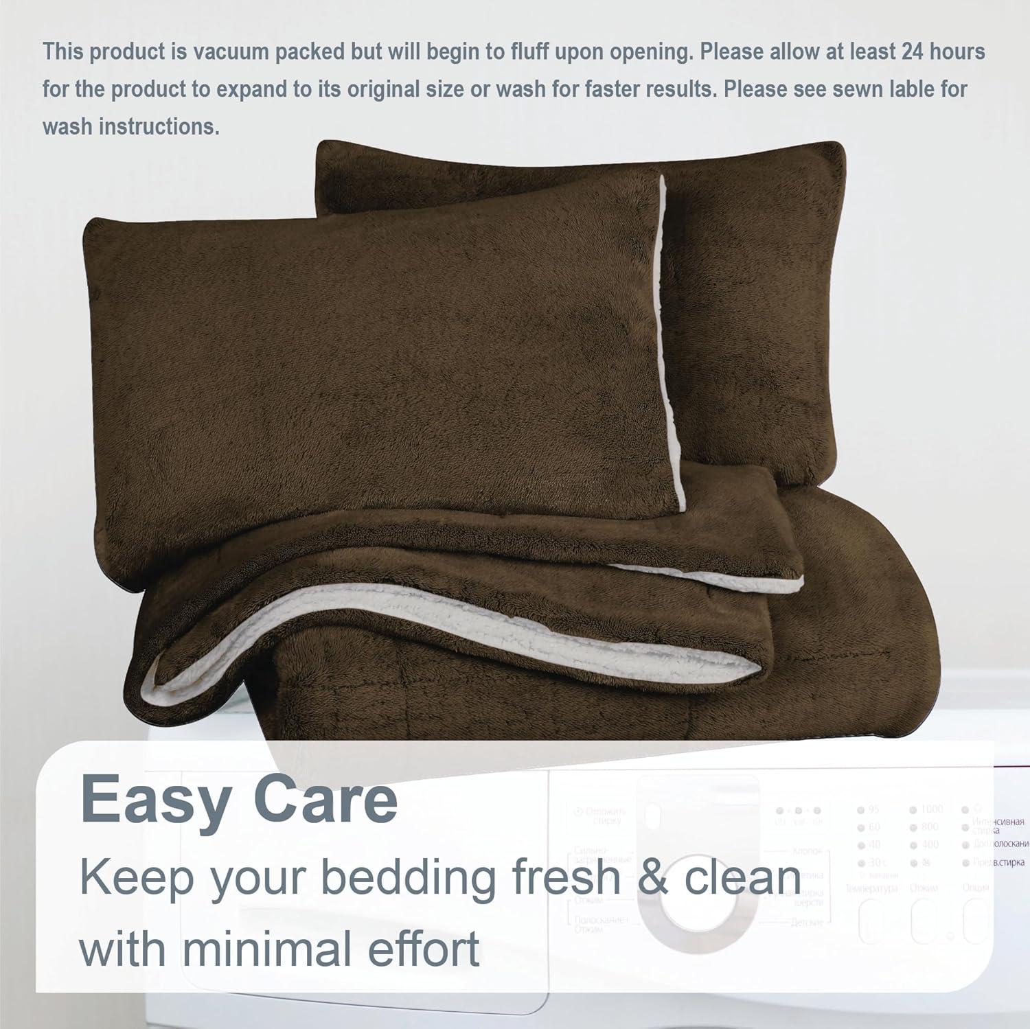 Swift Home Ultra Plush Reversible Faux Fur and Sherpa 3-Piece Comforter Set