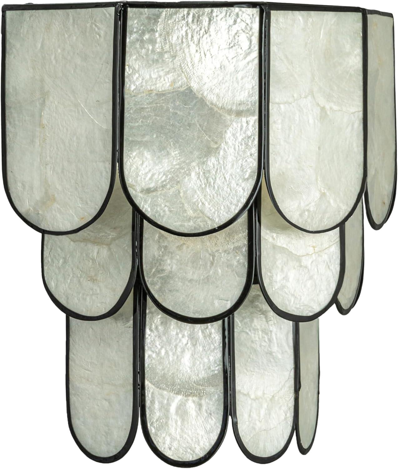 Storied Home 4-Tier Capiz and Metal Wall Sconce: ETL & UL Listed, 1-Way On Off, No Battery Required