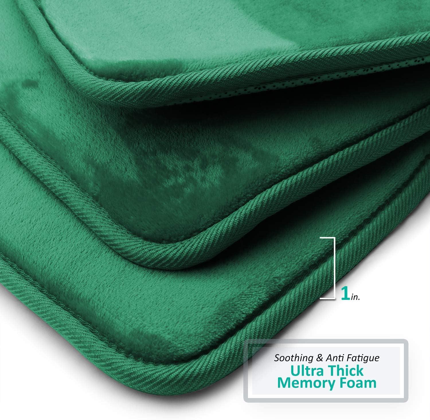 Clara Clark  Ultra Soft Plush Bathroom Rug - Non-Slip, Velvet, Memory Foam Bath Mat - Set of 2 Hunter Green Set of 2 (17x24)