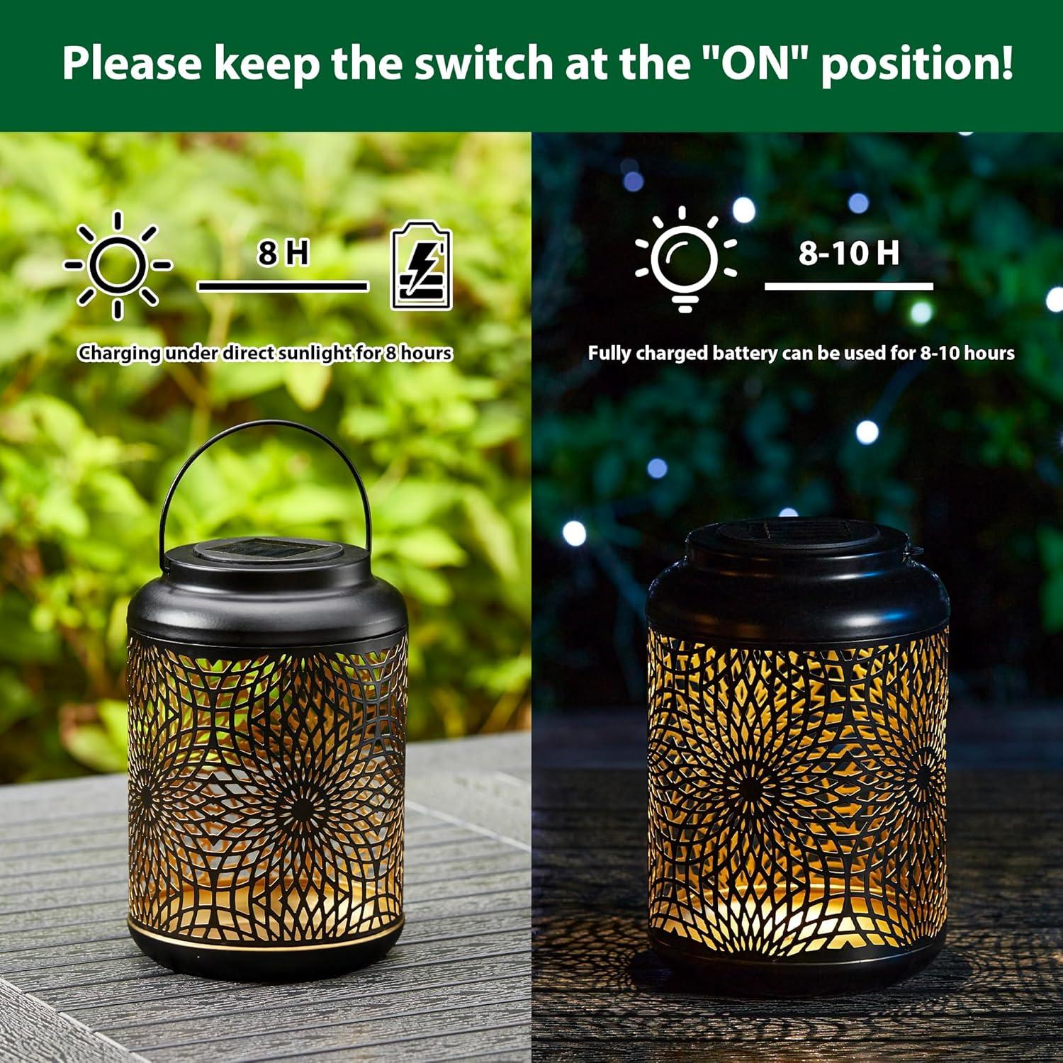Winston Porter 8.75"H Metal Cutout Solar Powered Outdoor Hanging Lantern