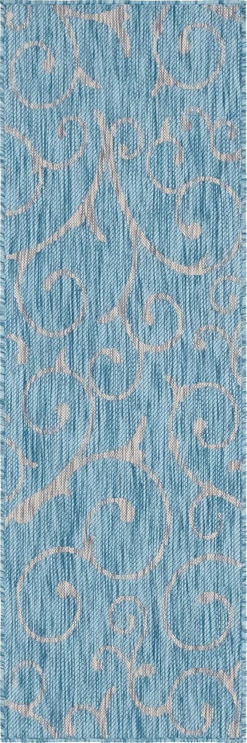 Unique Loom Outdoor Botanical Curl Damask Woven Area Rug